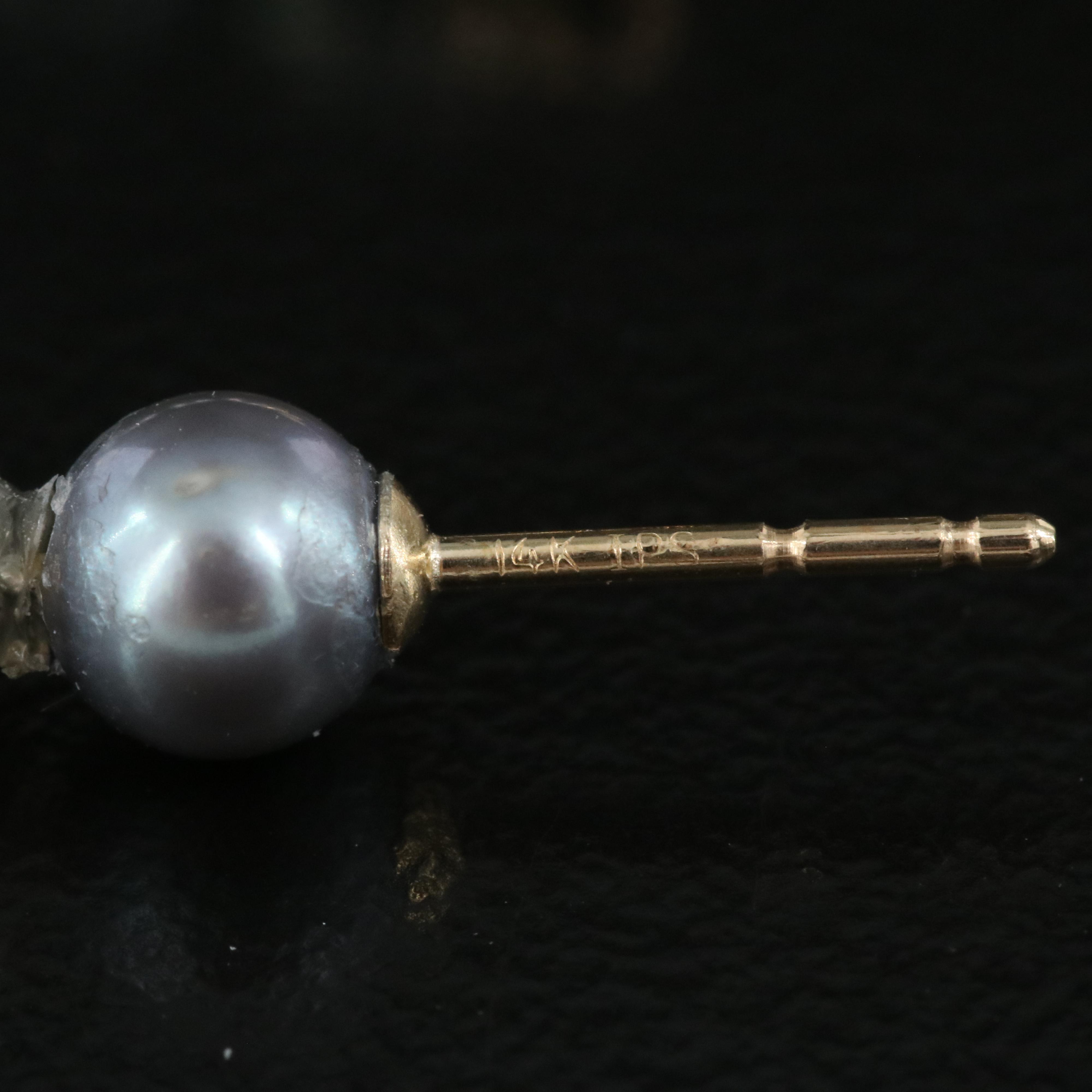 14K Pearl J Hoop Earrings