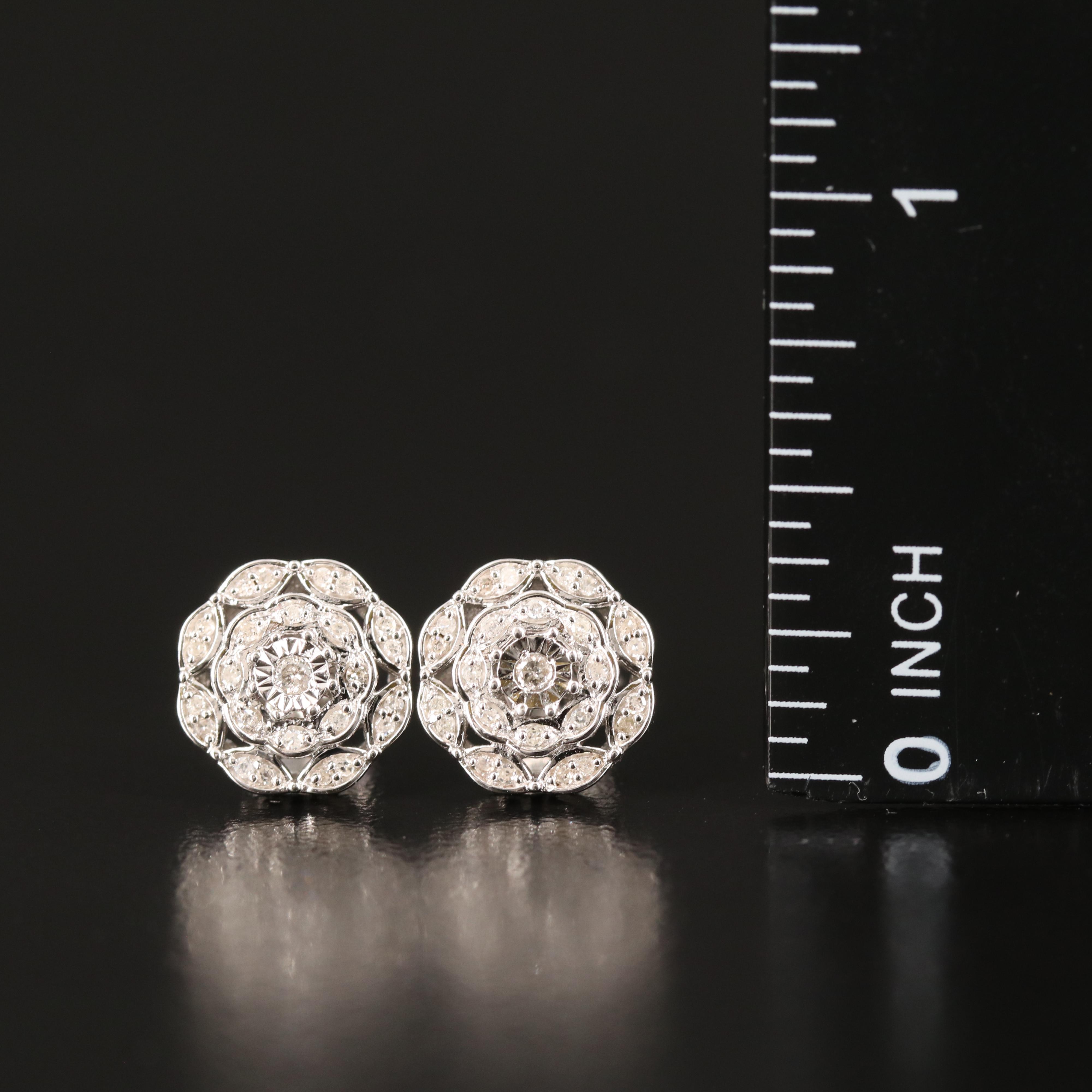 Sterling Diamond Stud Earrings
