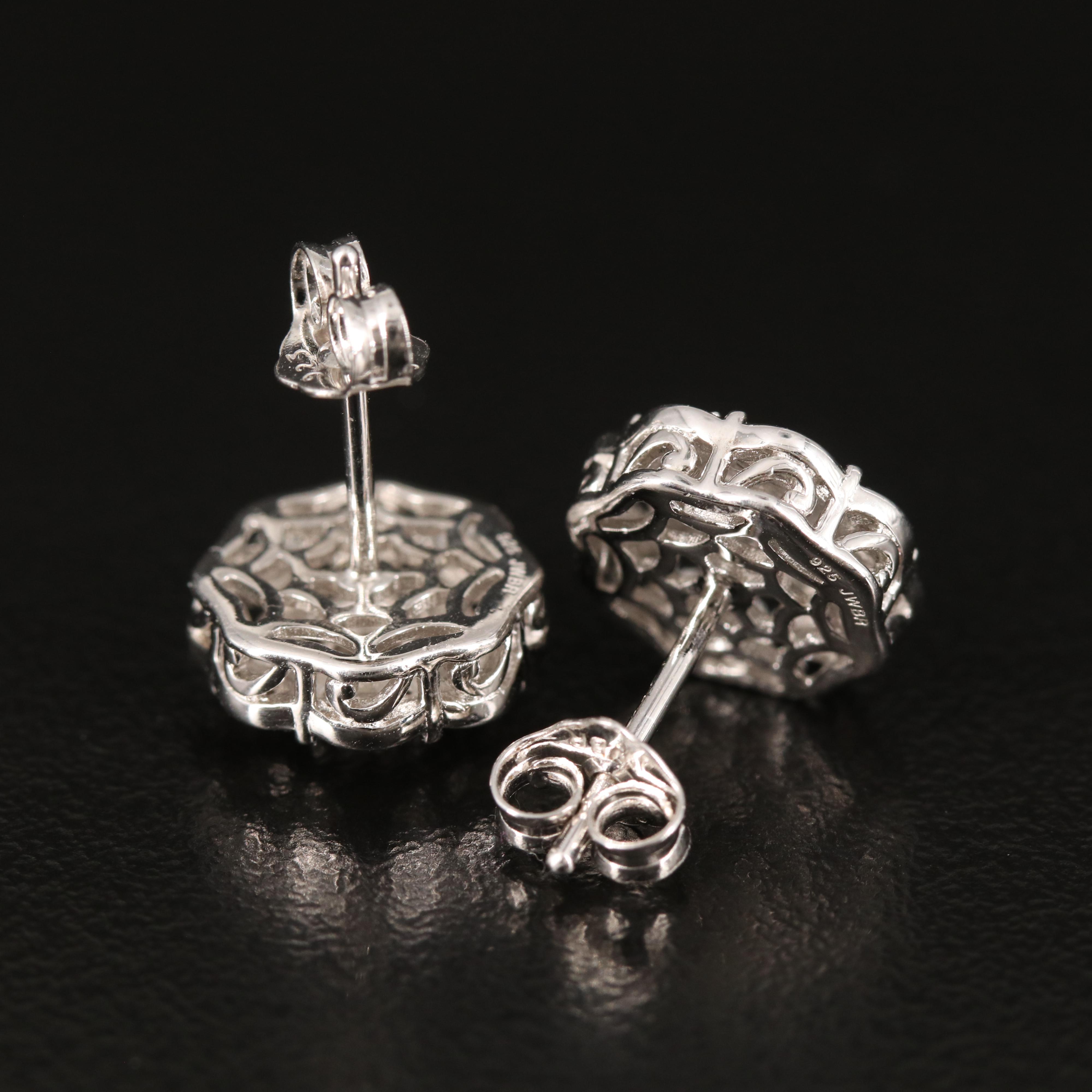 Sterling Diamond Stud Earrings