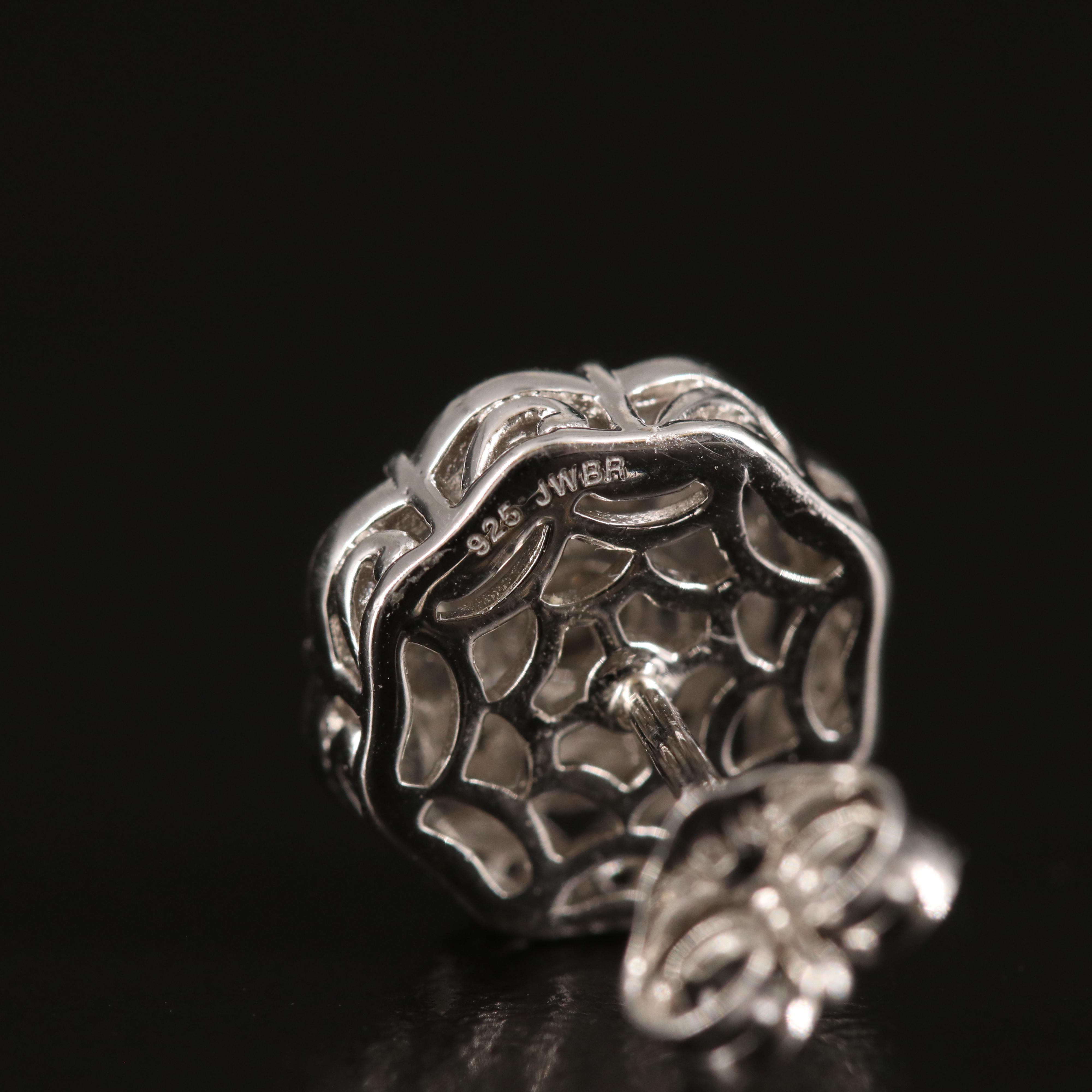 Sterling Diamond Stud Earrings