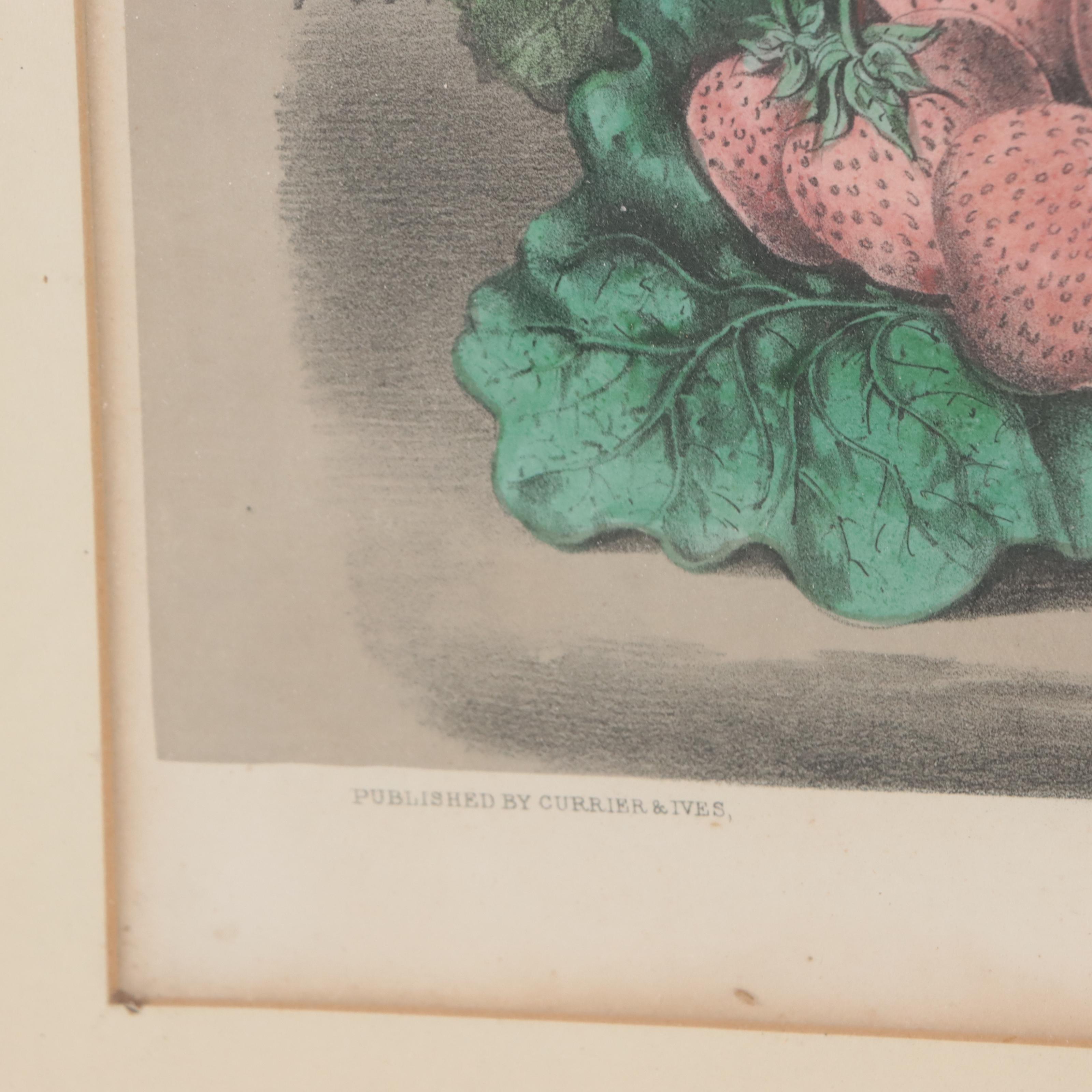 Currier & Ives Hand-Colored Lithograph "Summer Fruits," Circa 1861