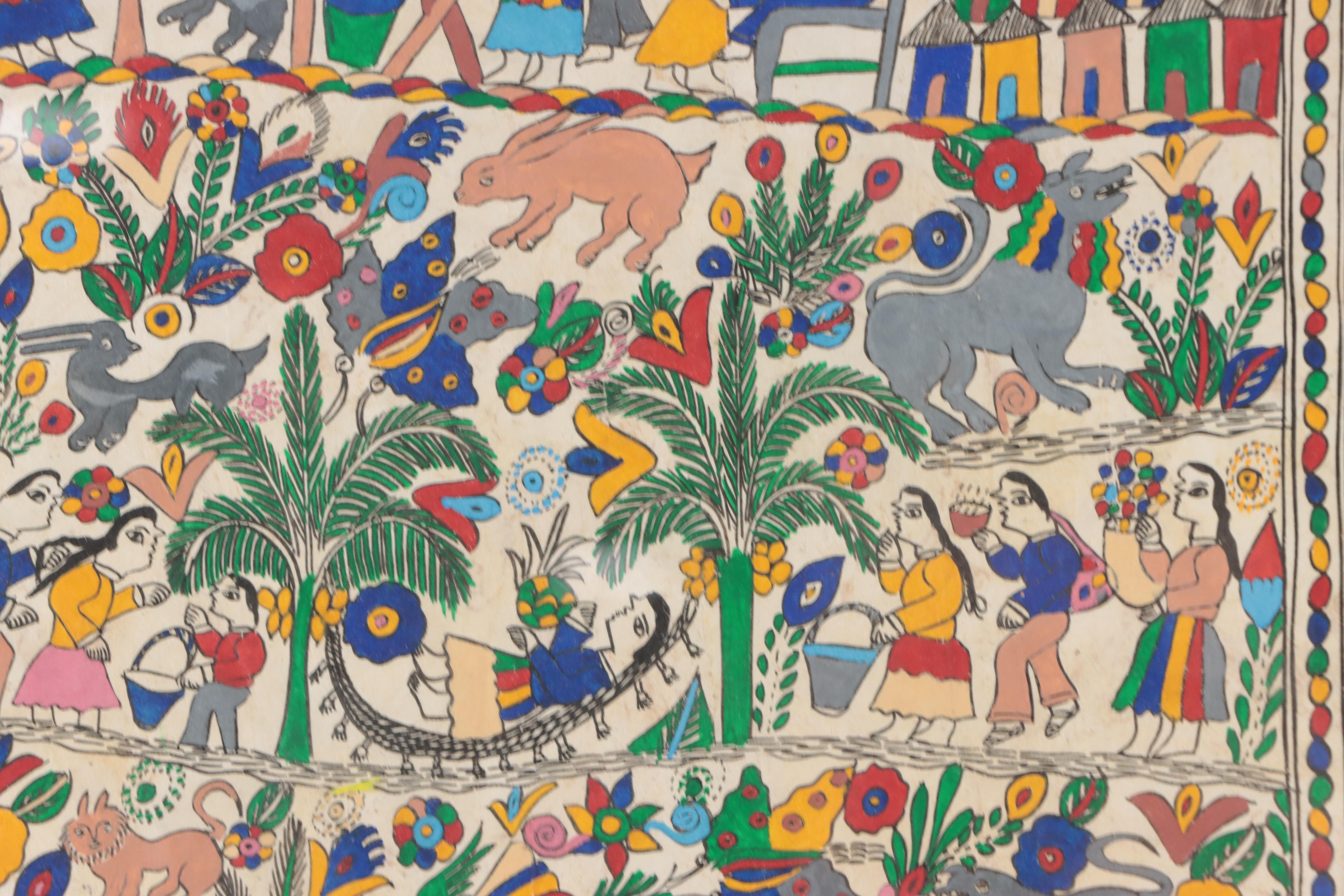 Emilio Dela Rosa Mexican Folk Art Gouache Painting