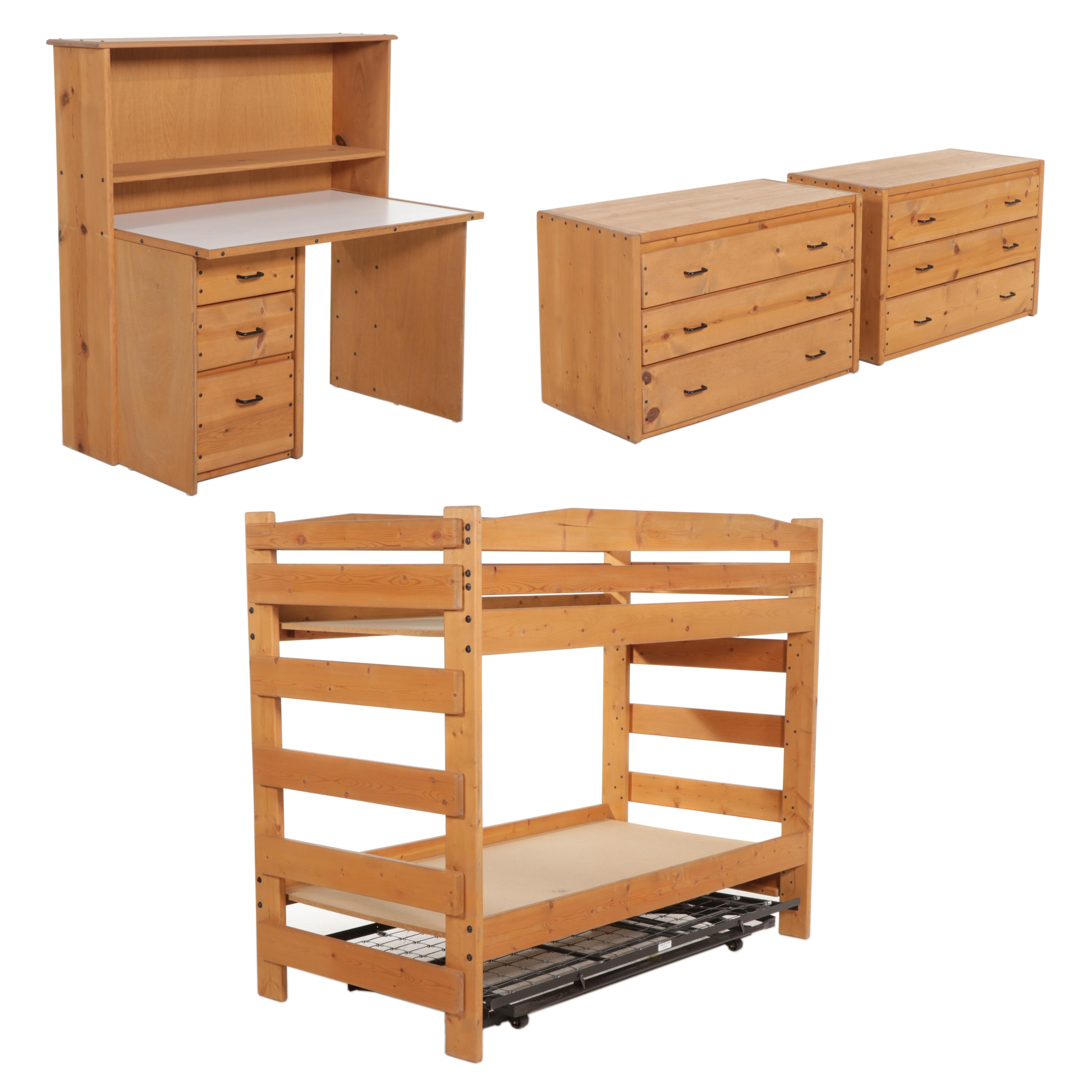 Pine Bedroom Set with Twin Size Bunk Beds
