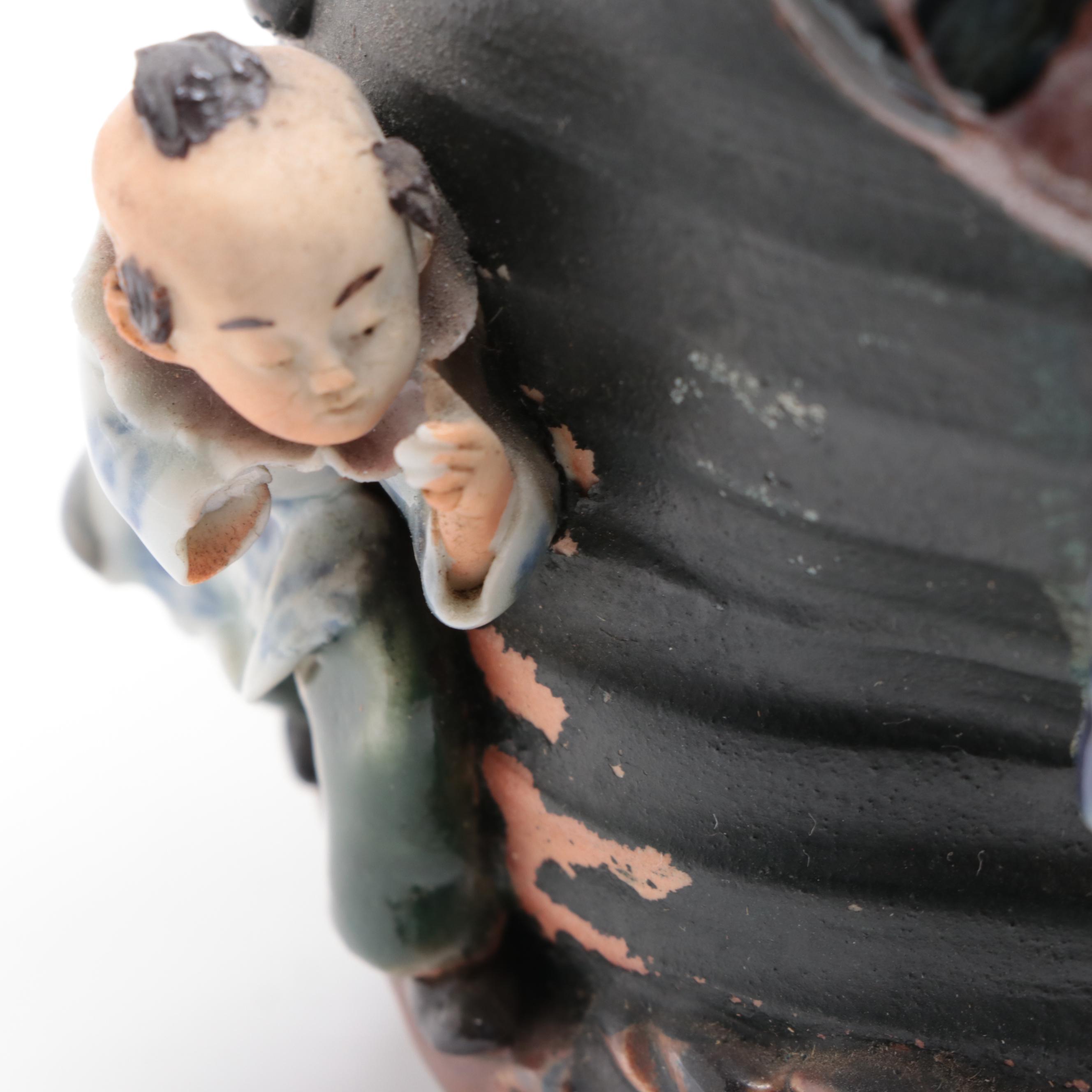 Japanese Sumida Gawa Pottery Teapots and Three-Handled Vase