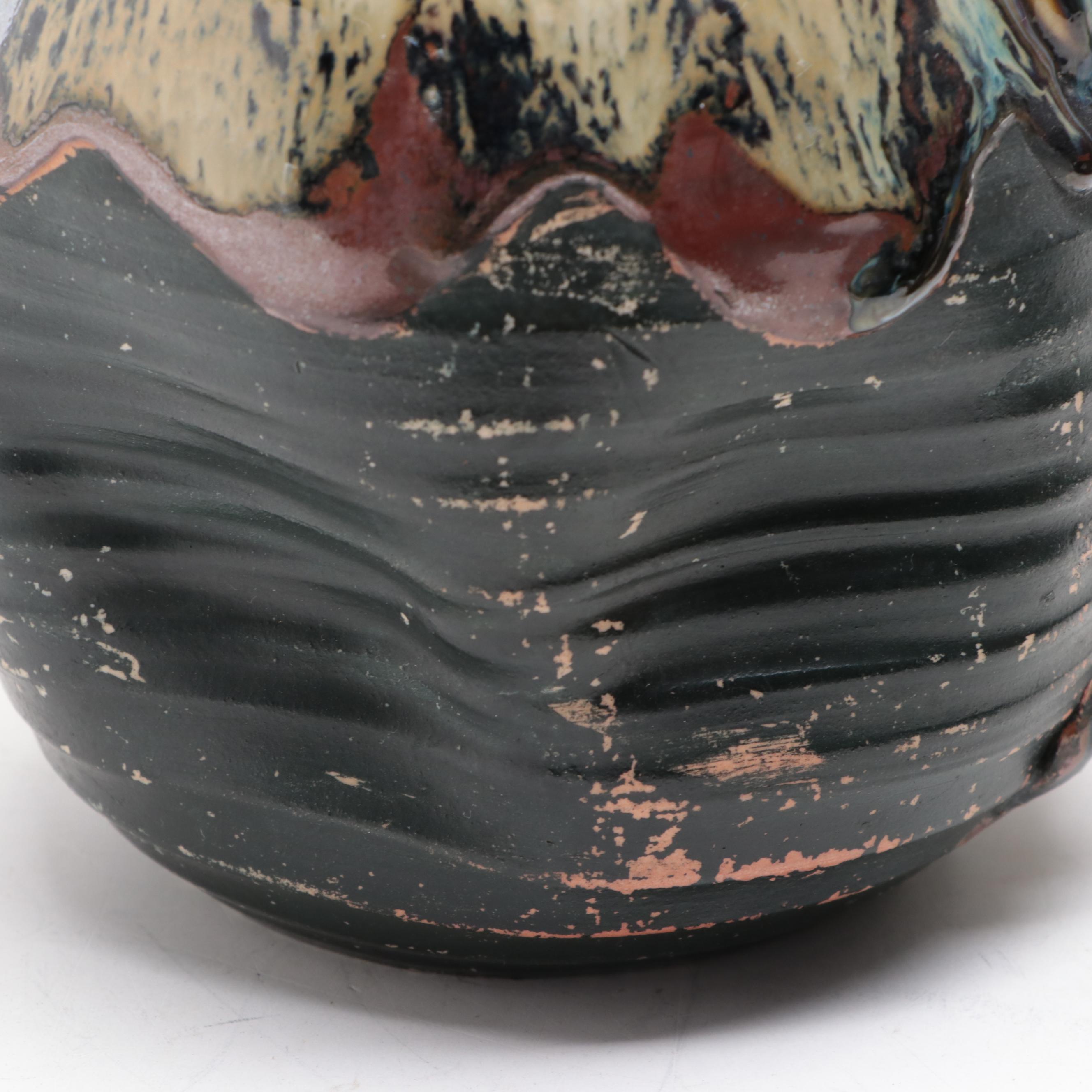 Japanese Sumida Gawa Pottery Teapots and Three-Handled Vase