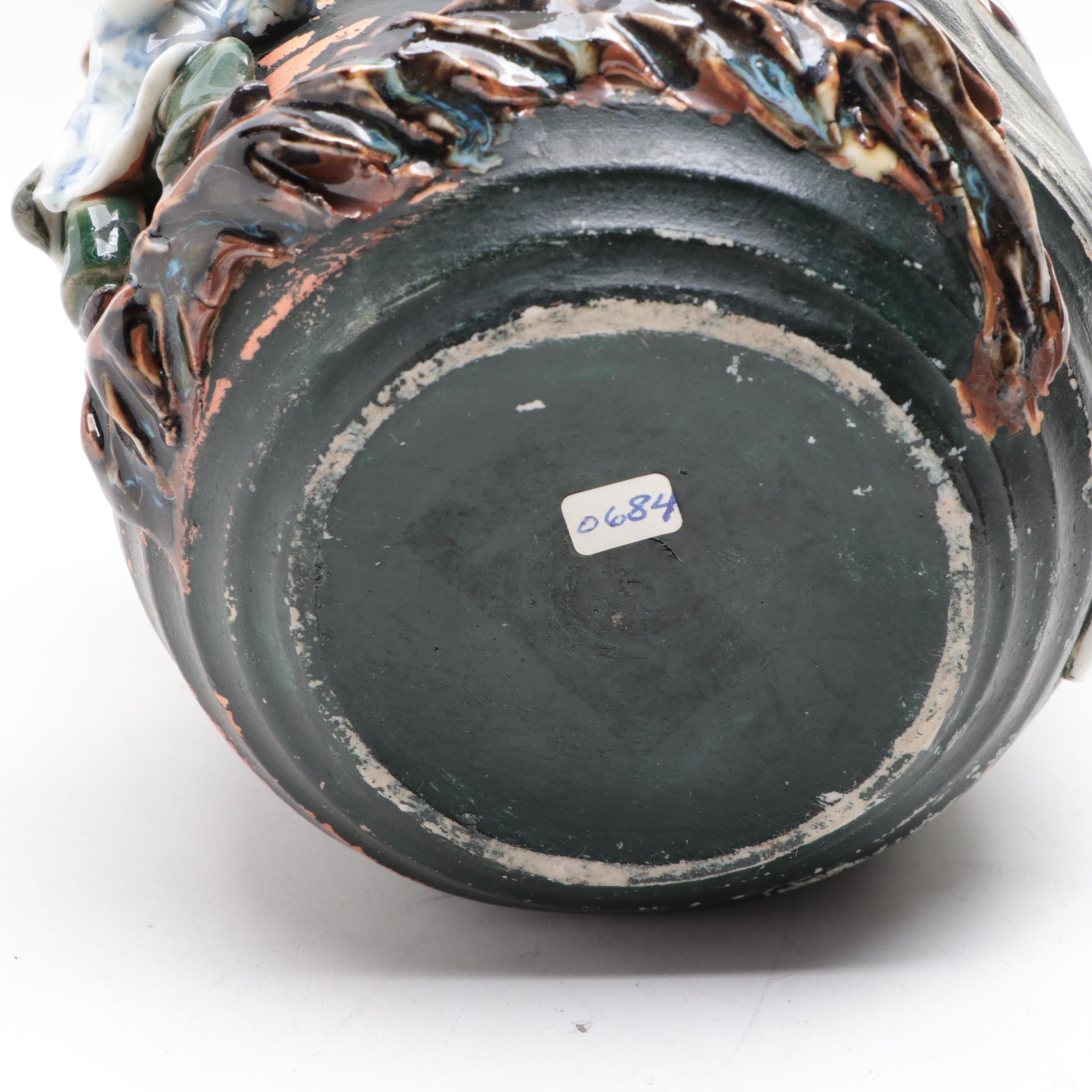 Japanese Sumida Gawa Pottery Teapots and Three-Handled Vase