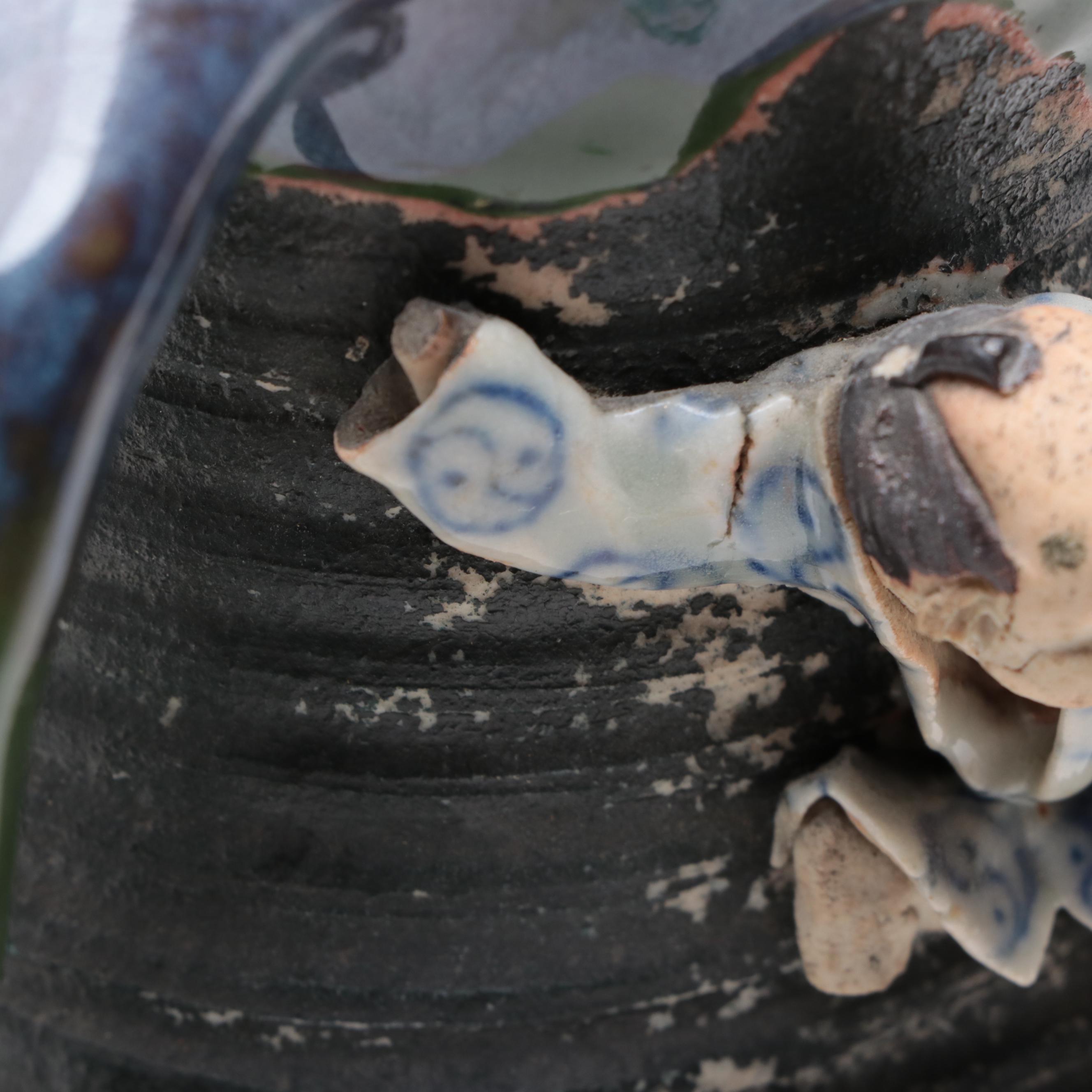 Japanese Sumida Gawa Pottery Teapots and Three-Handled Vase