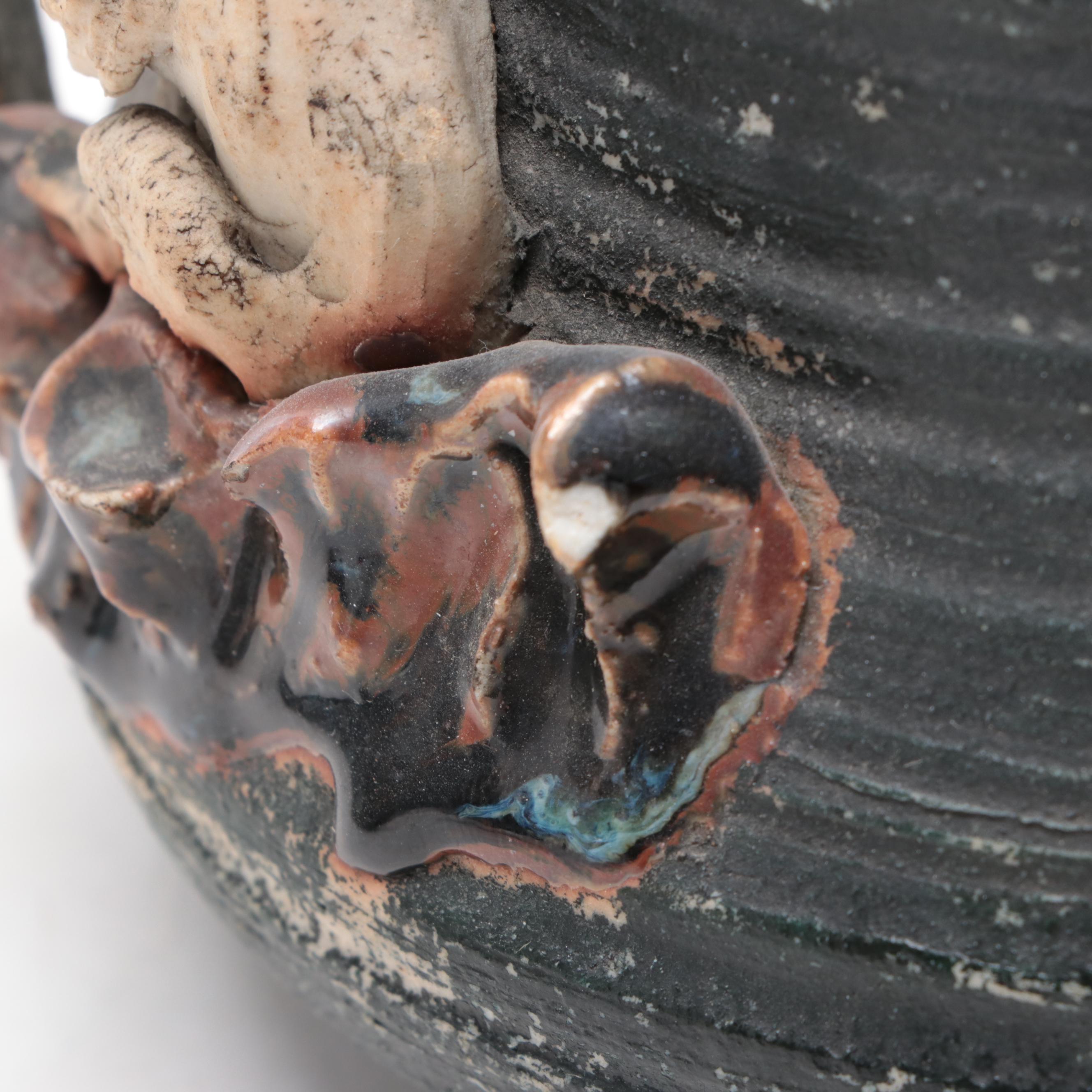 Japanese Sumida Gawa Pottery Teapots and Three-Handled Vase