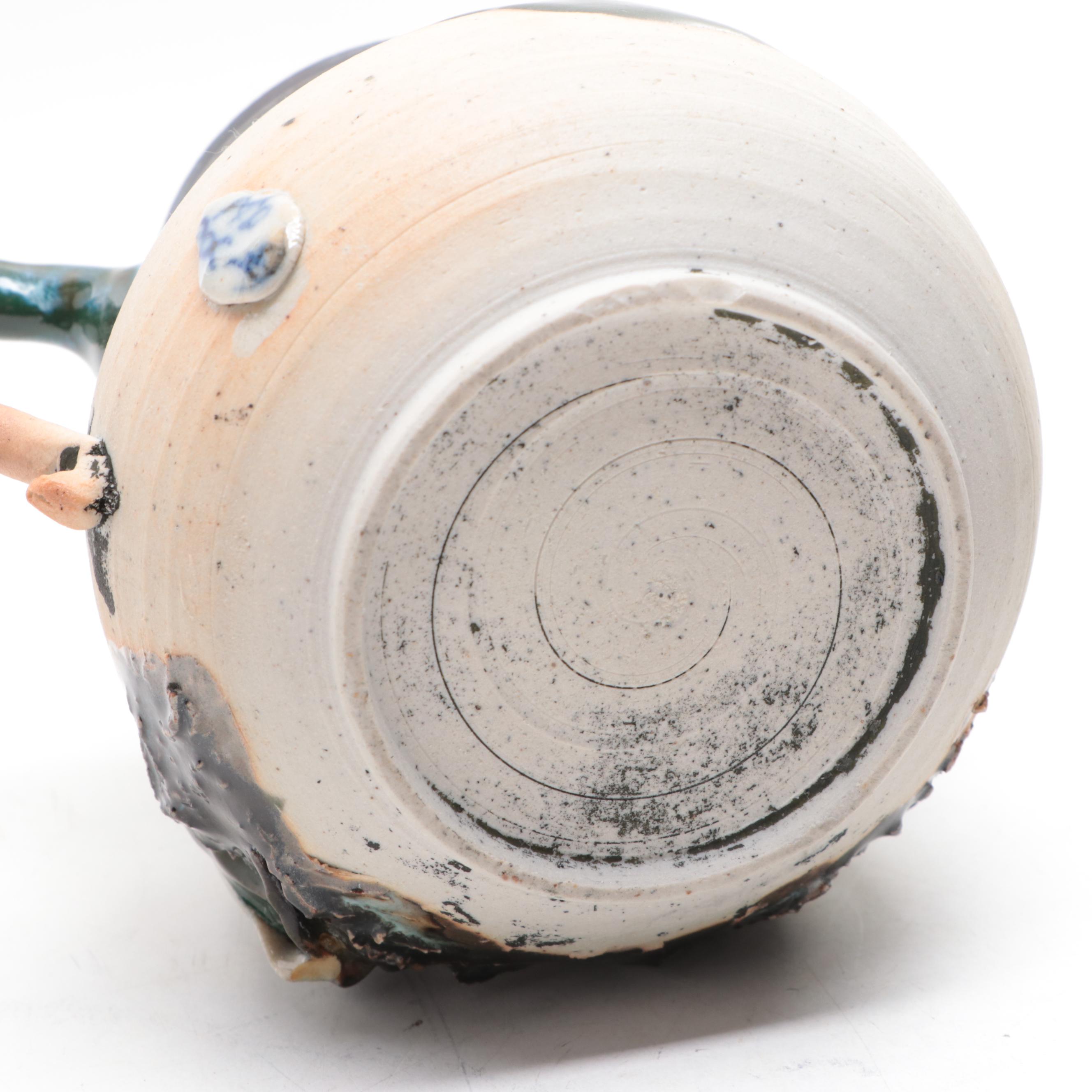 Japanese Sumida Gawa Pottery Teapots and Three-Handled Vase