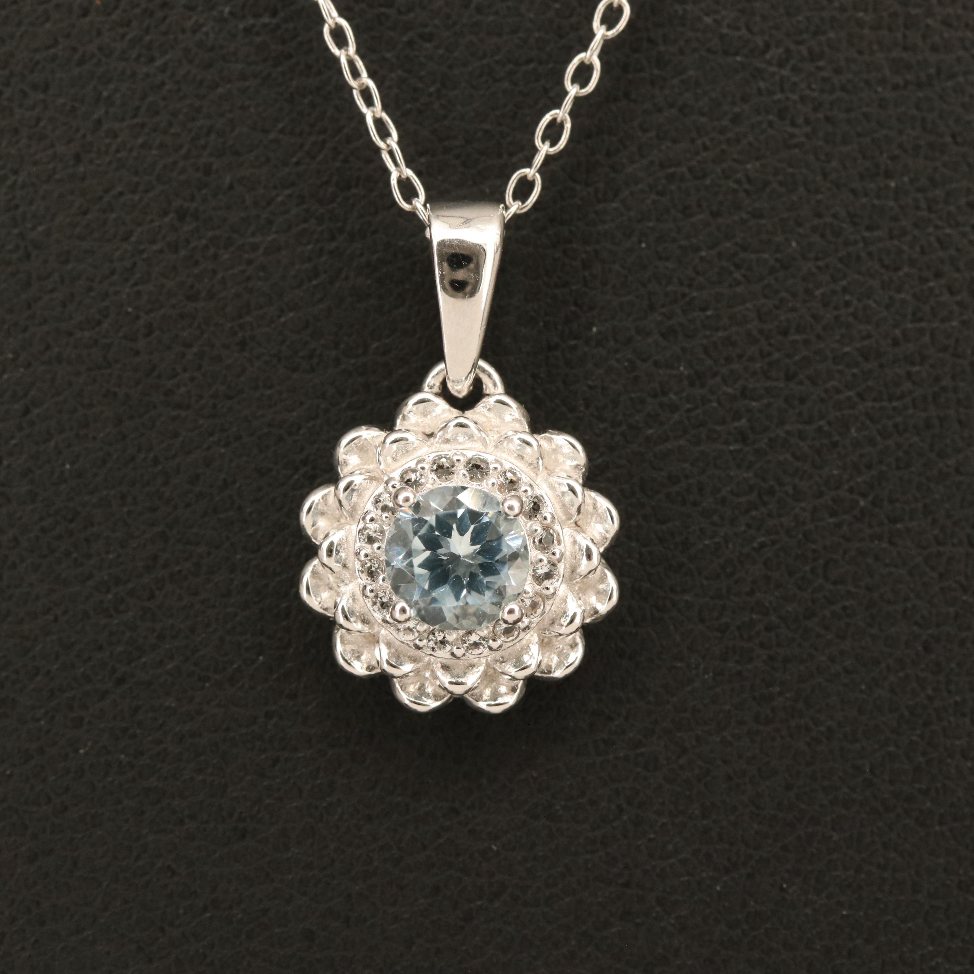 Sterling Aquamarine and Topaz Pendant Necklace