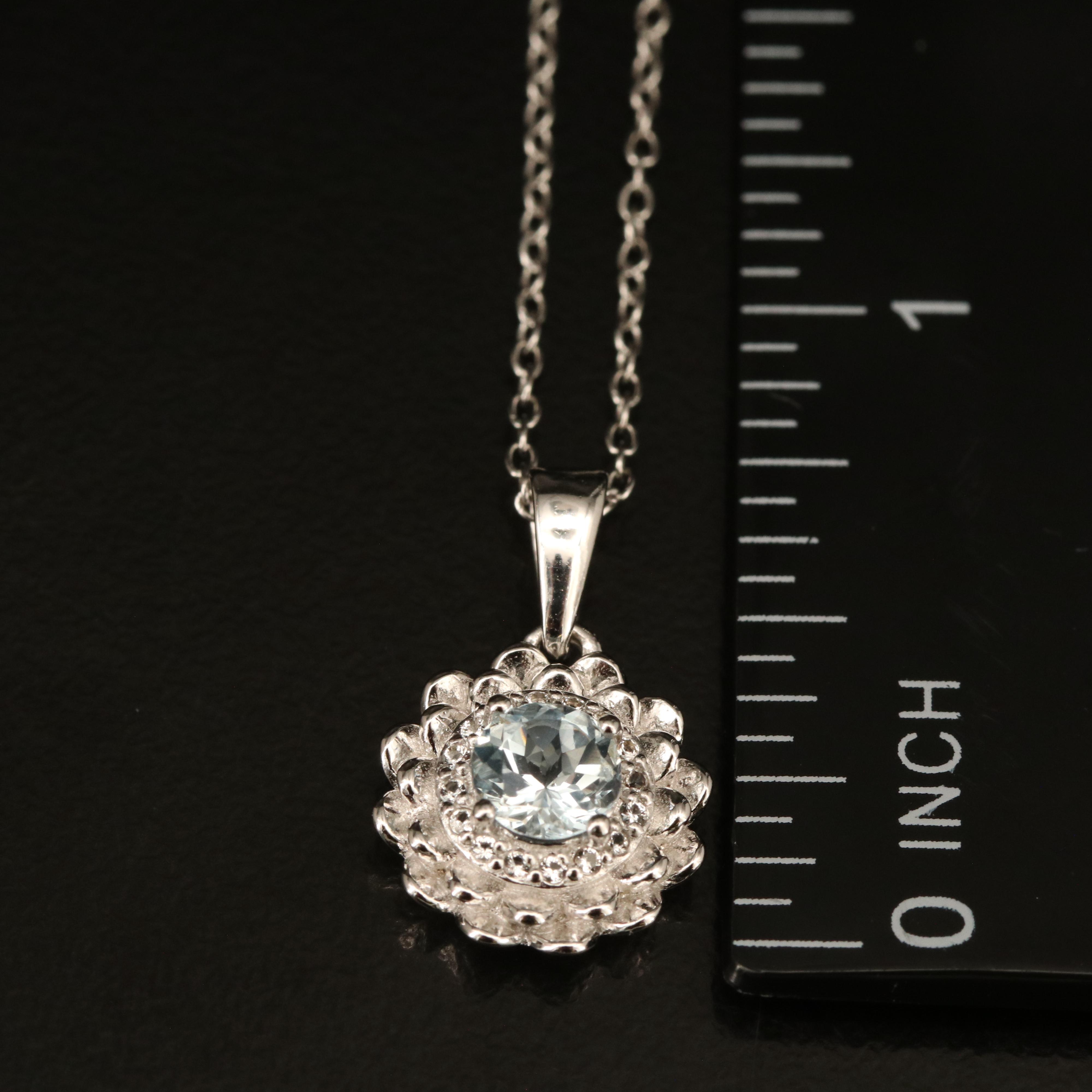 Sterling Aquamarine and Topaz Pendant Necklace