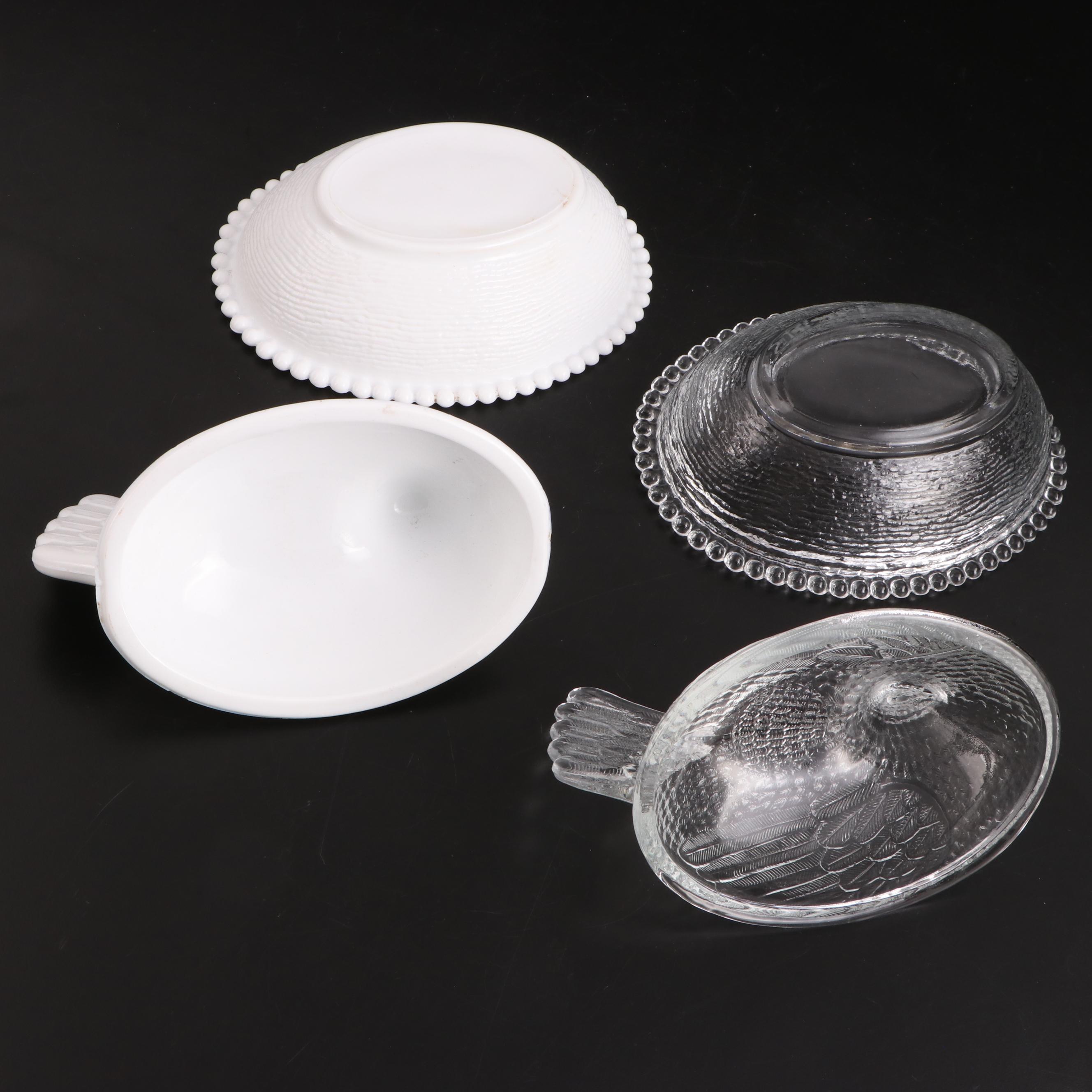 Indiana Glass and Other Hen on Nest Candy Dishes , Mid to Late 20th Century