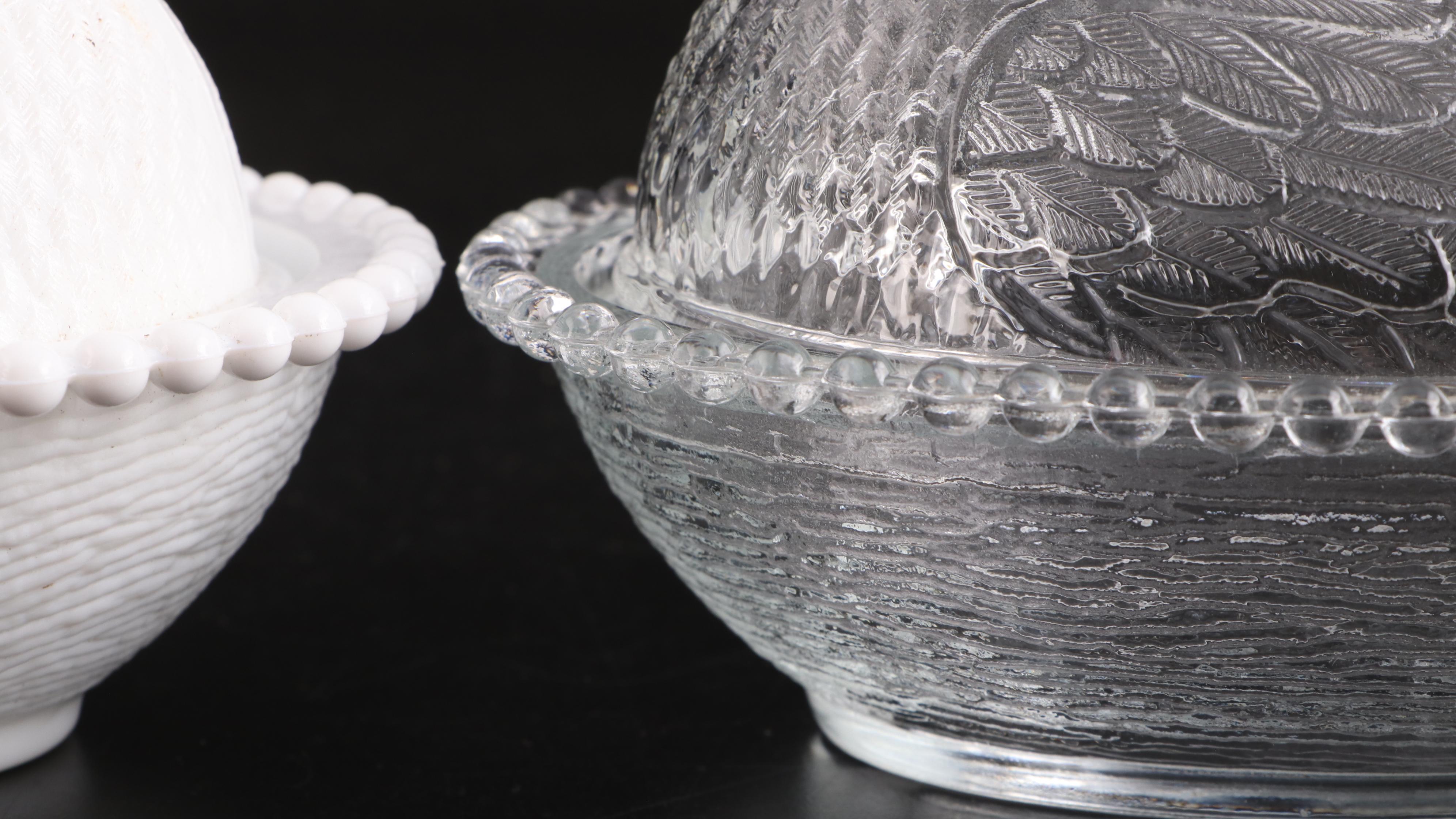 Indiana Glass and Other Hen on Nest Candy Dishes , Mid to Late 20th Century