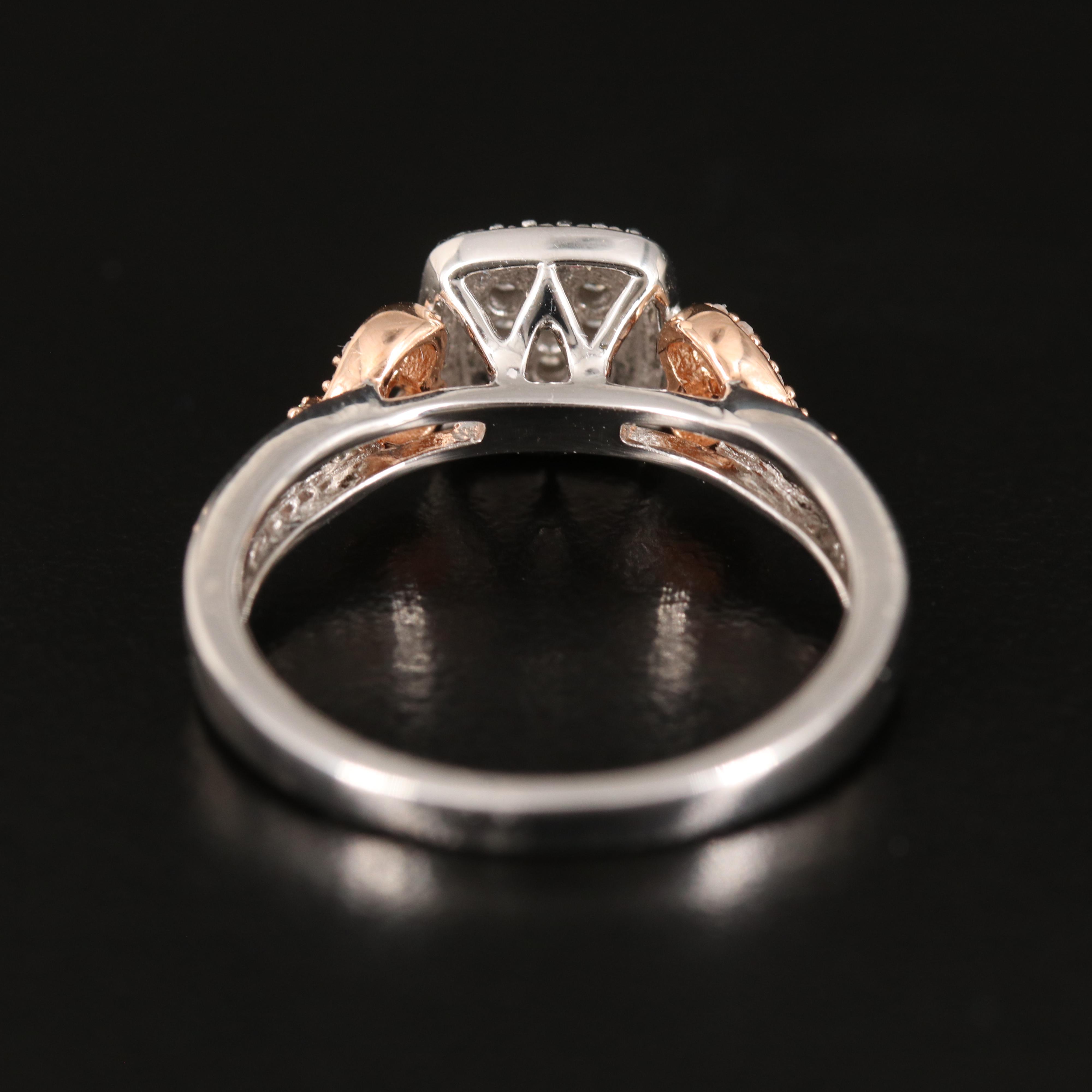 Sterling Diamond Ring with Heart Shoulders