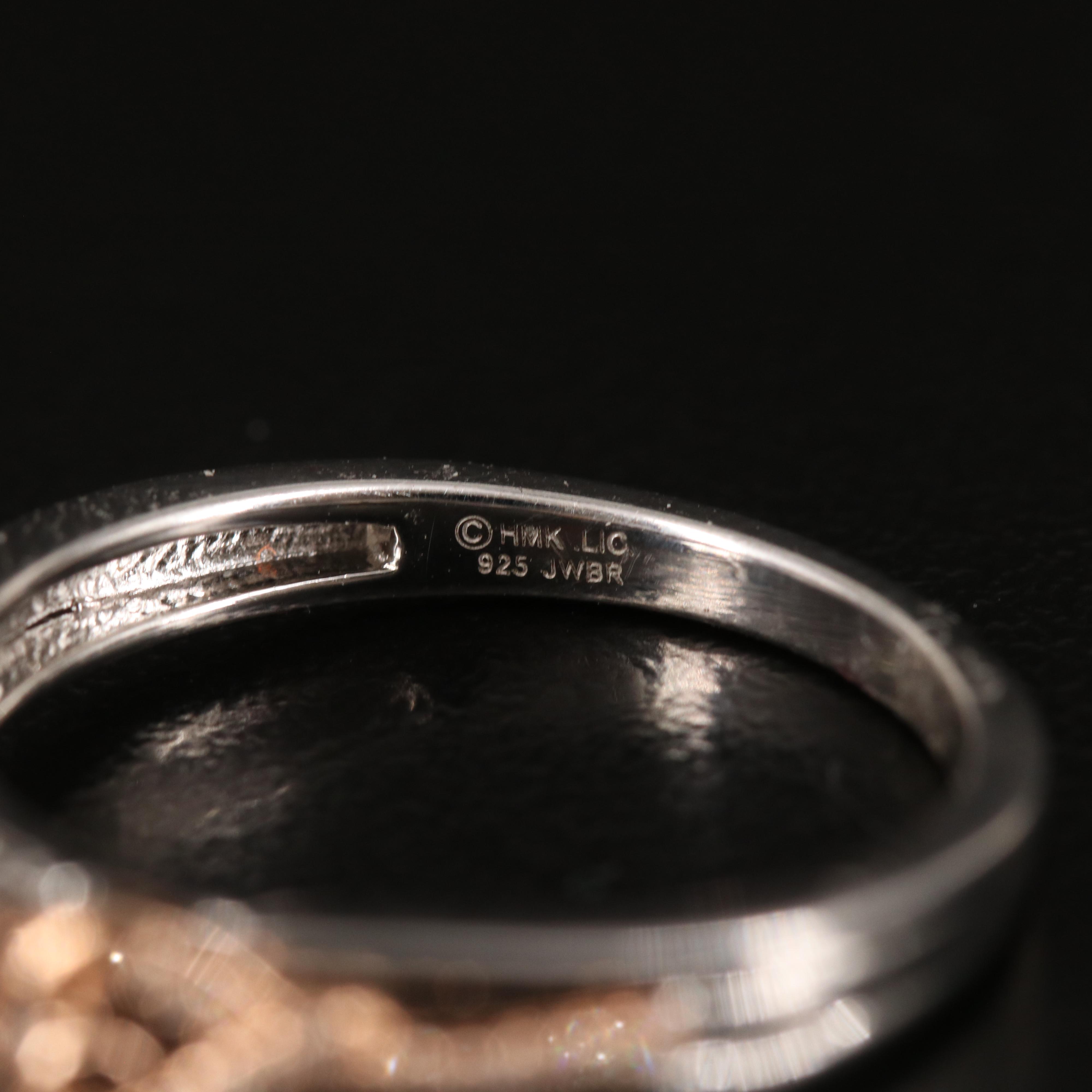 Sterling Diamond Ring with Heart Shoulders