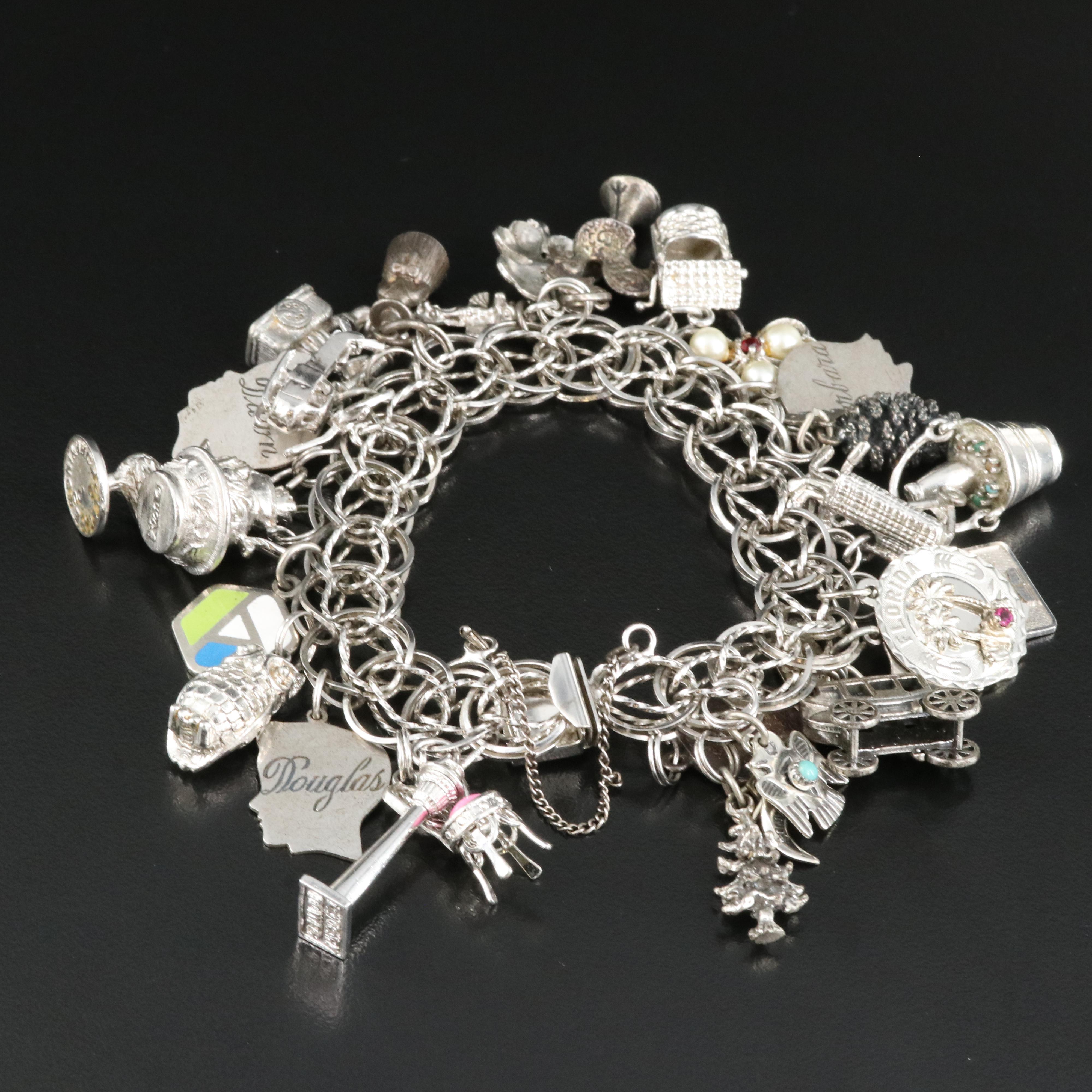 Vintage Charm Bracelet Including Yellowstone and Articulating Charms