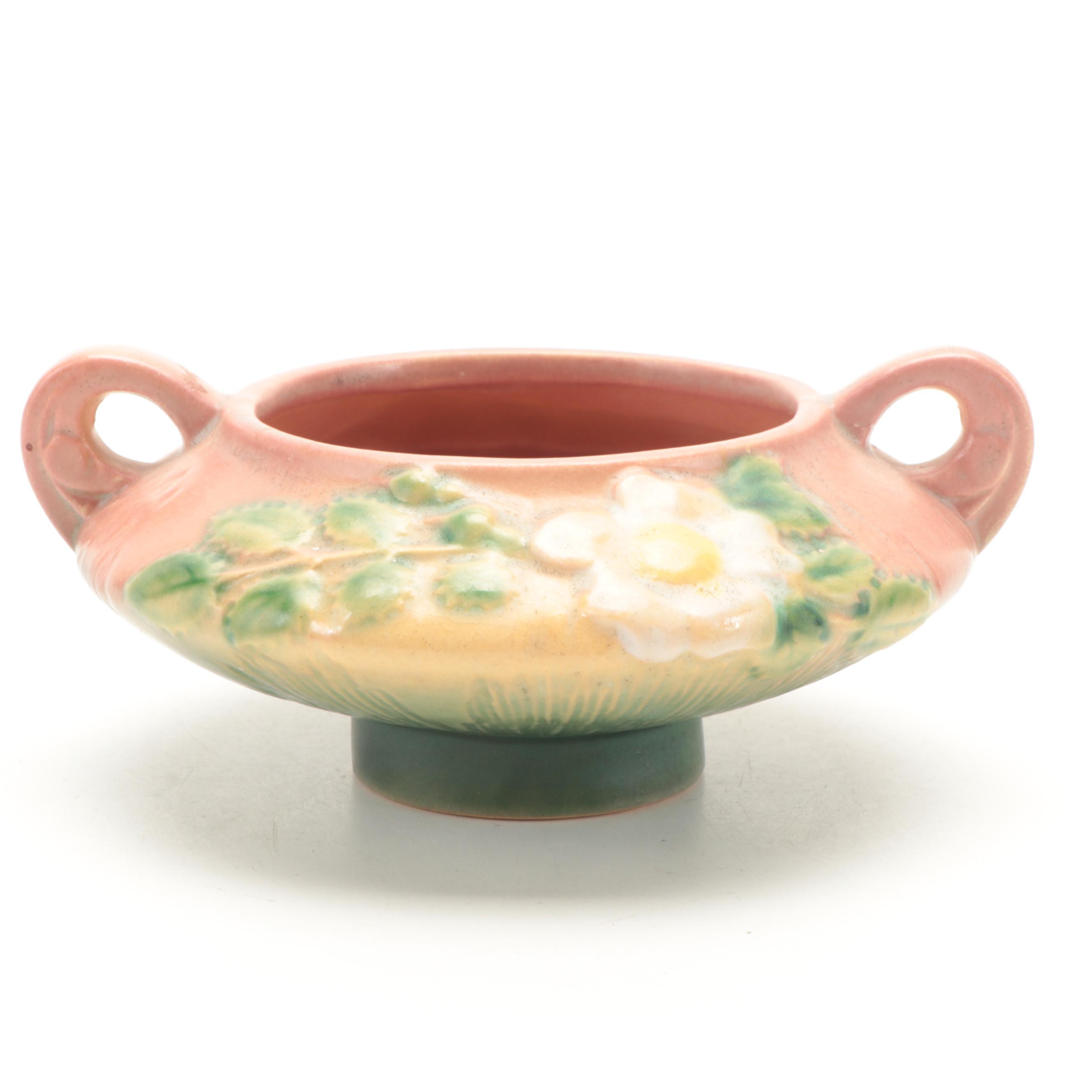 Roseville "White Rose" Ceramic Teapot with Creamer and Sugar