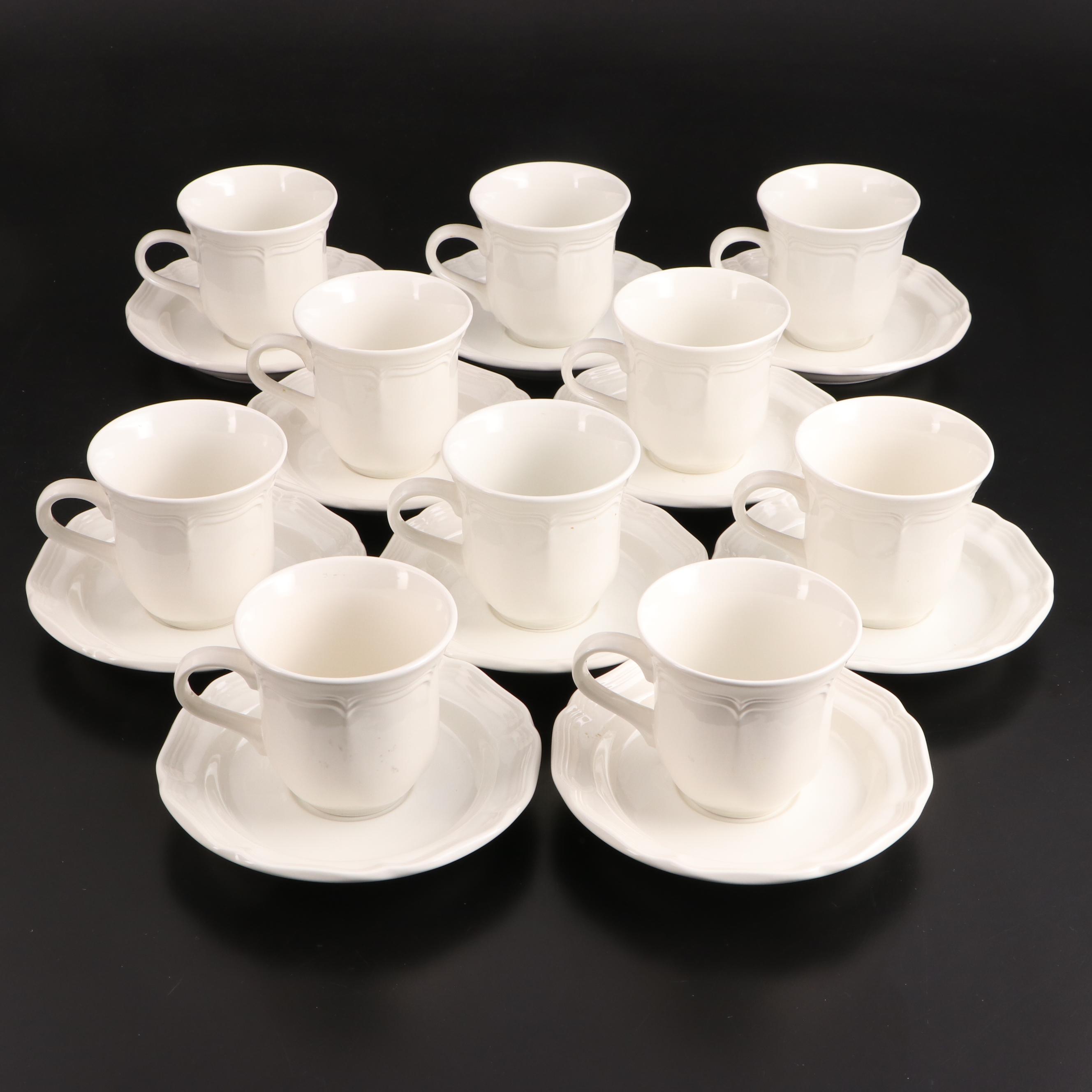 Mikasa "French Countryside" and Other Flat Cups, Saucers and Serving Bowl