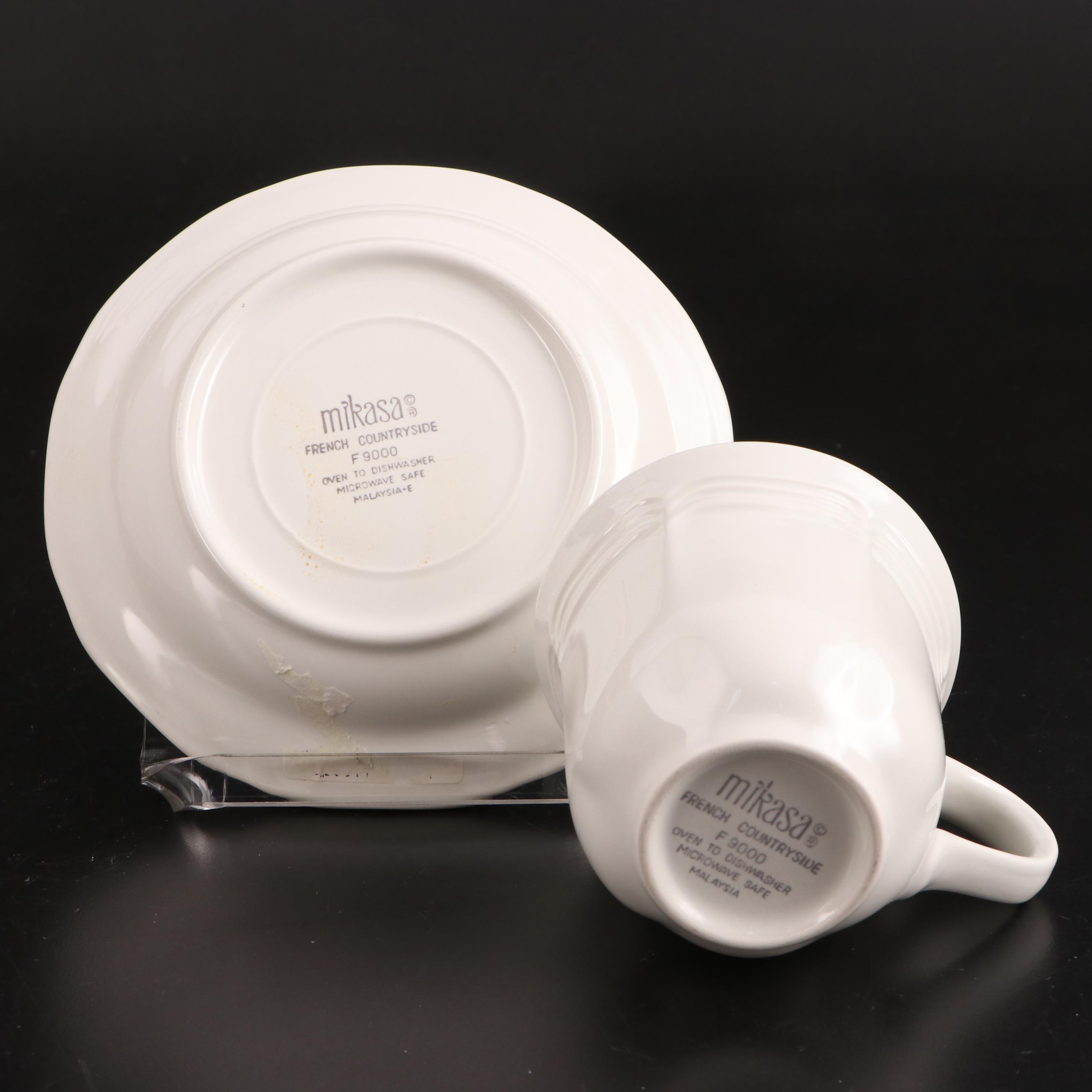 Mikasa "French Countryside" and Other Flat Cups, Saucers and Serving Bowl