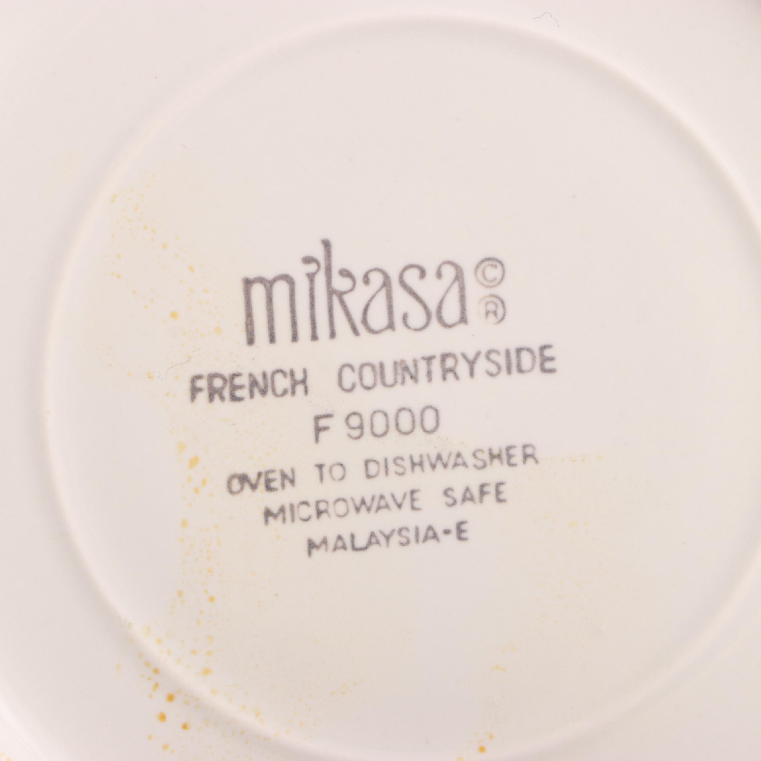 Mikasa "French Countryside" and Other Flat Cups, Saucers and Serving Bowl