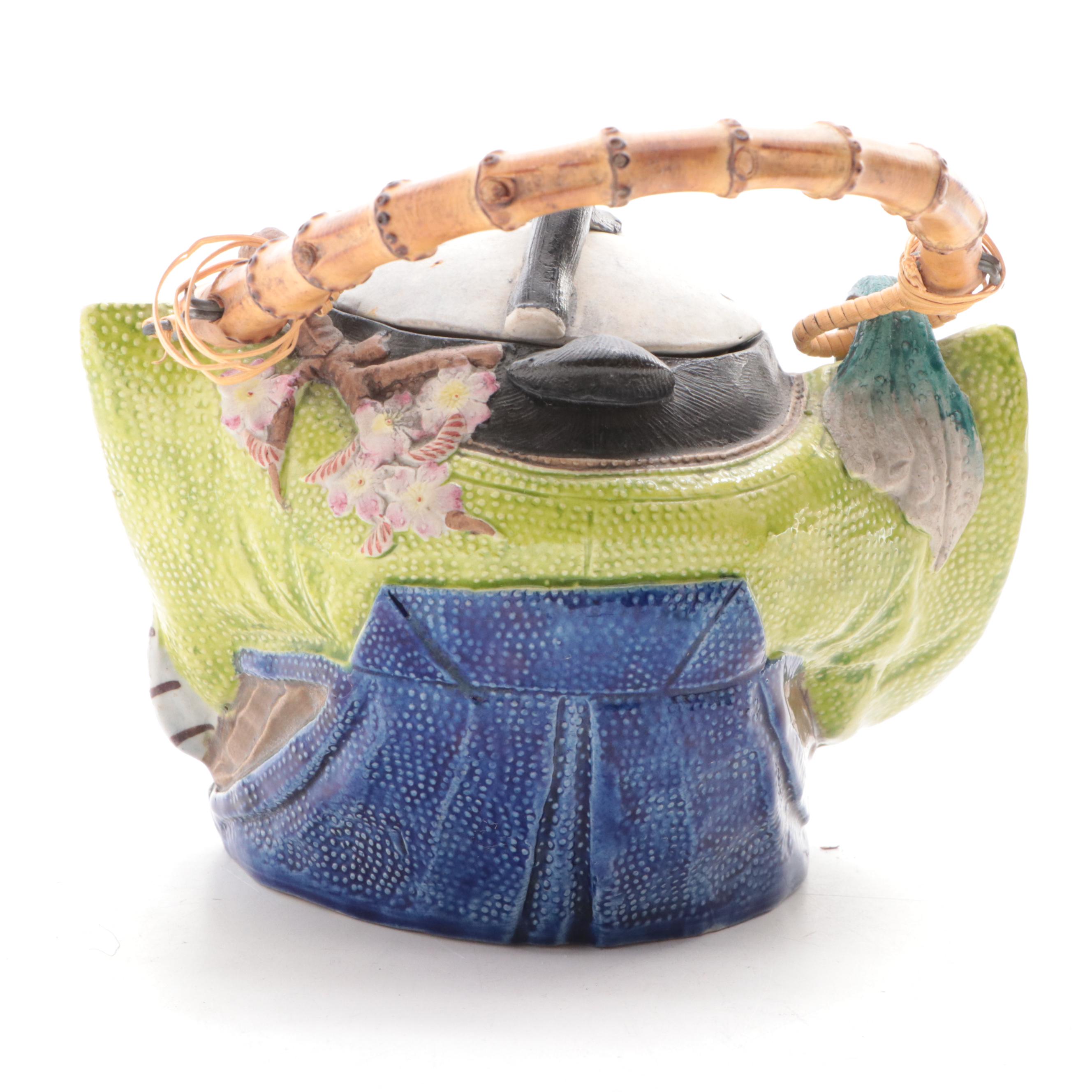 Japanese Banko Ware Teapots with Bamboo Handles