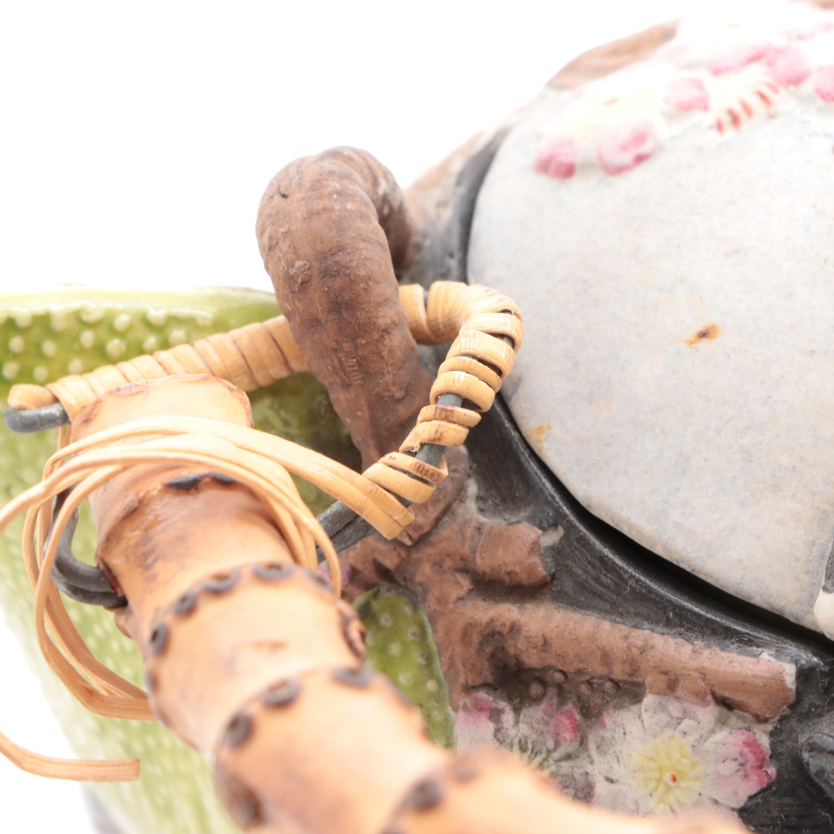 Japanese Banko Ware Teapots with Bamboo Handles