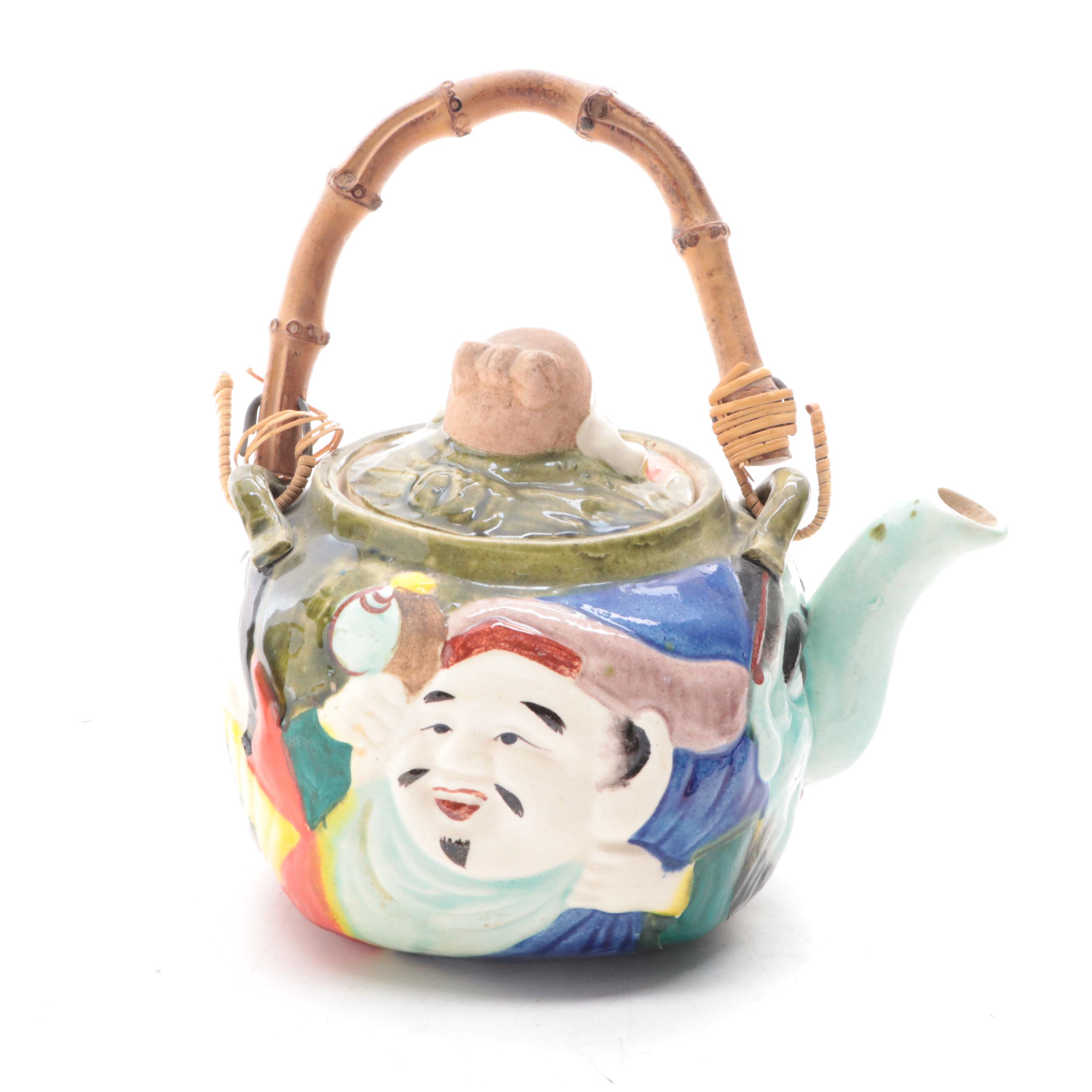 Japanese Banko Ware Teapots with Bamboo Handles
