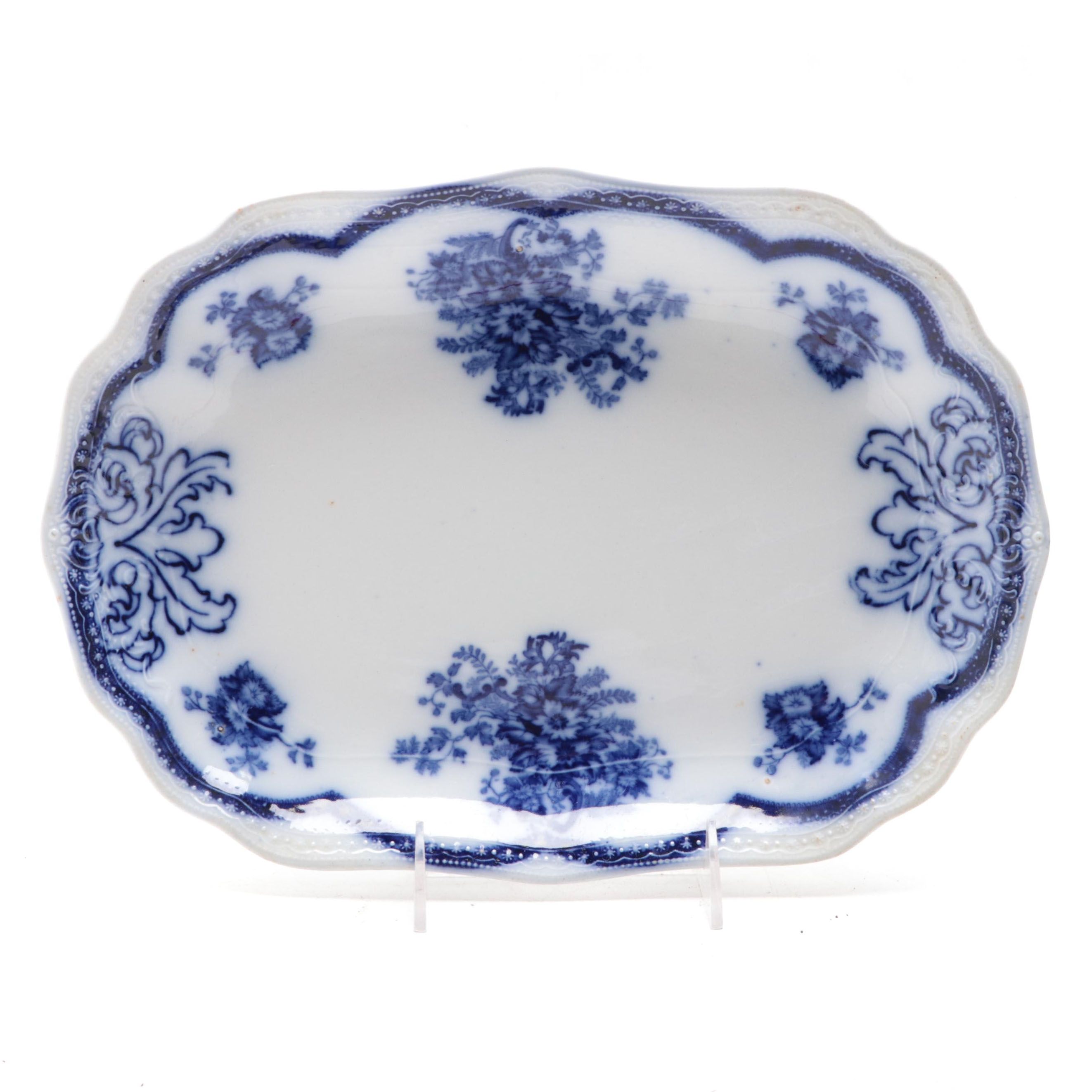 New Wharf Pottery "Astoria" Flow Blue Platter, Late 19th/ Early 20th Century