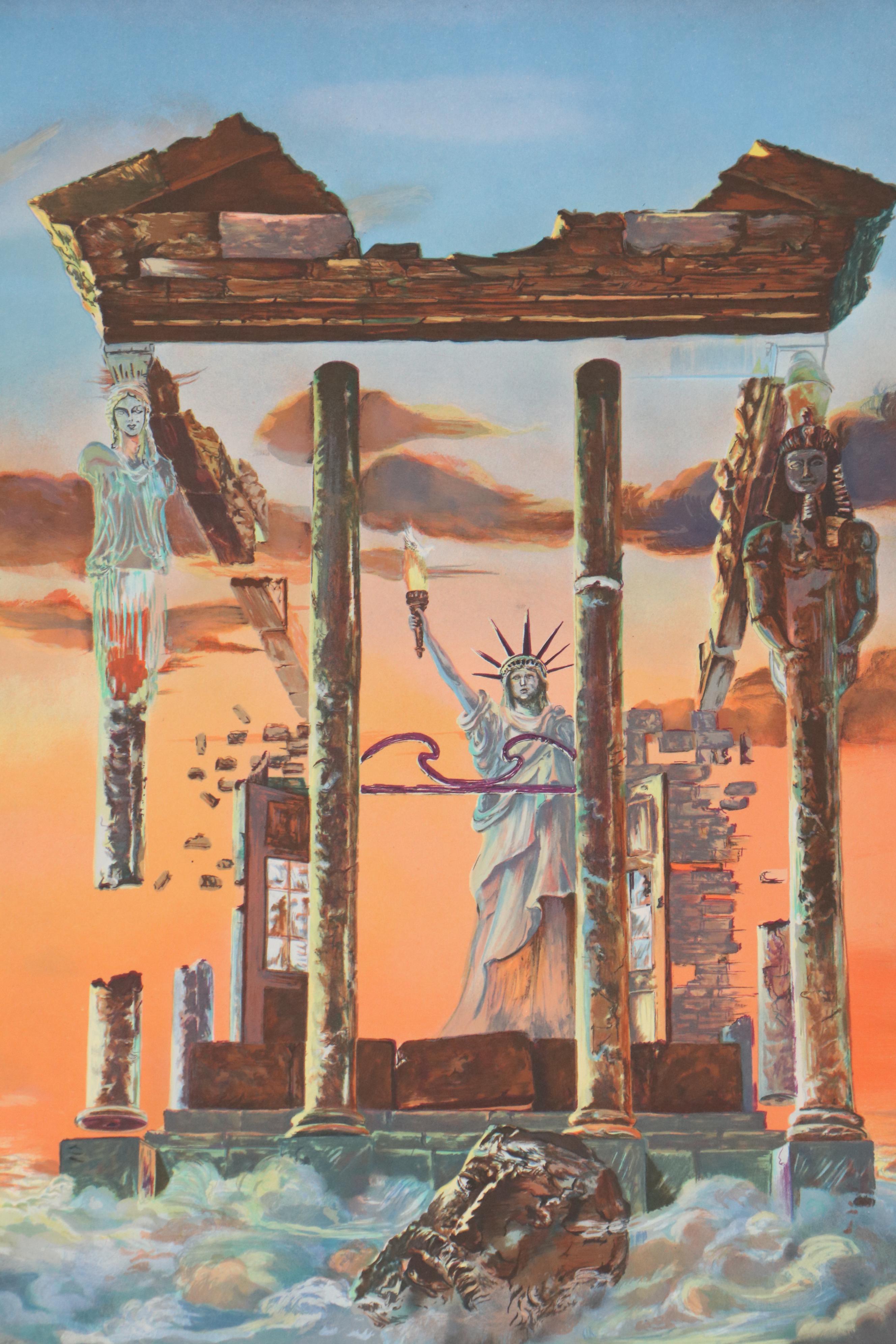 Jacqueline Ripstien Surreal Lithograph "Future of the Past"