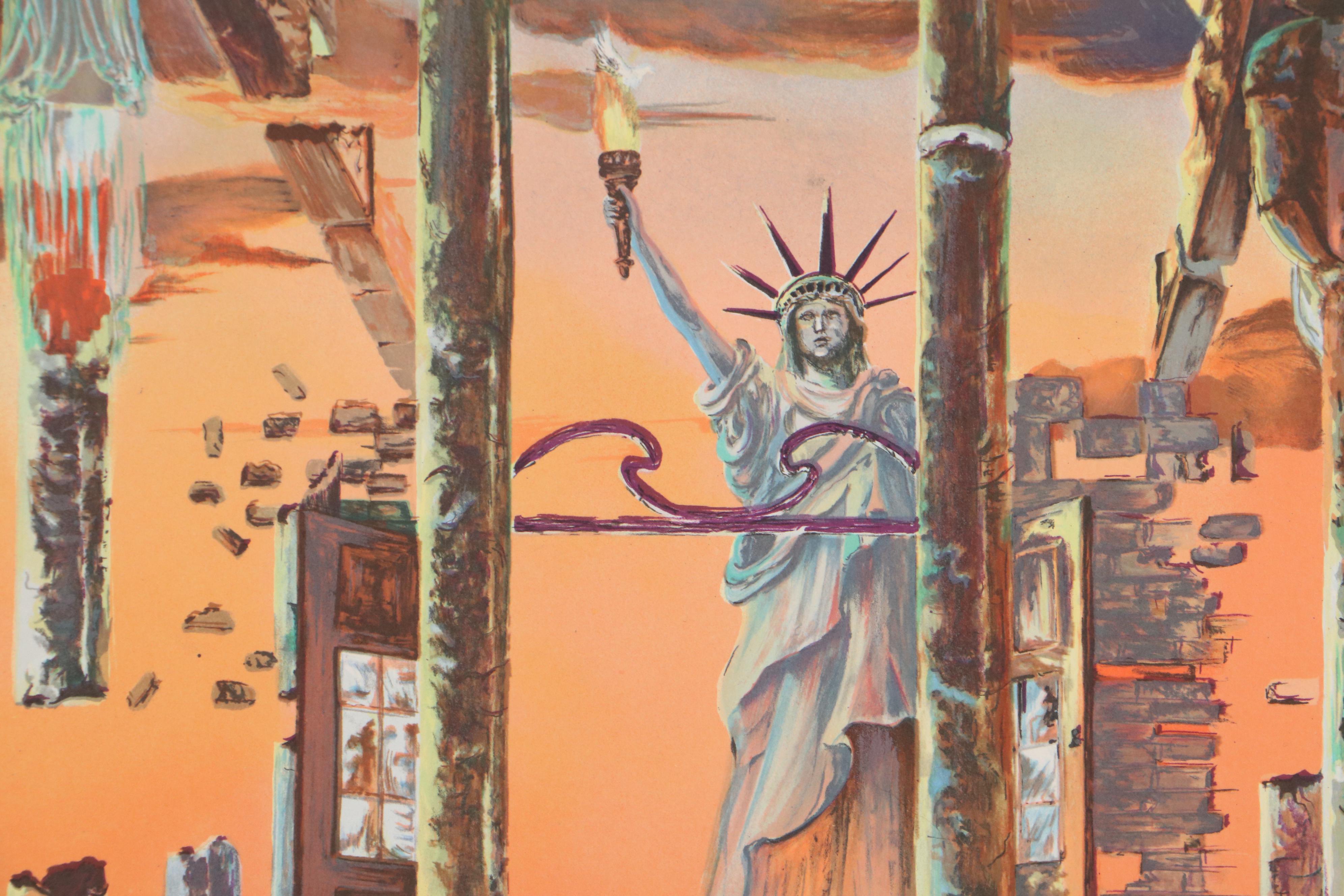 Jacqueline Ripstien Surreal Lithograph "Future of the Past"