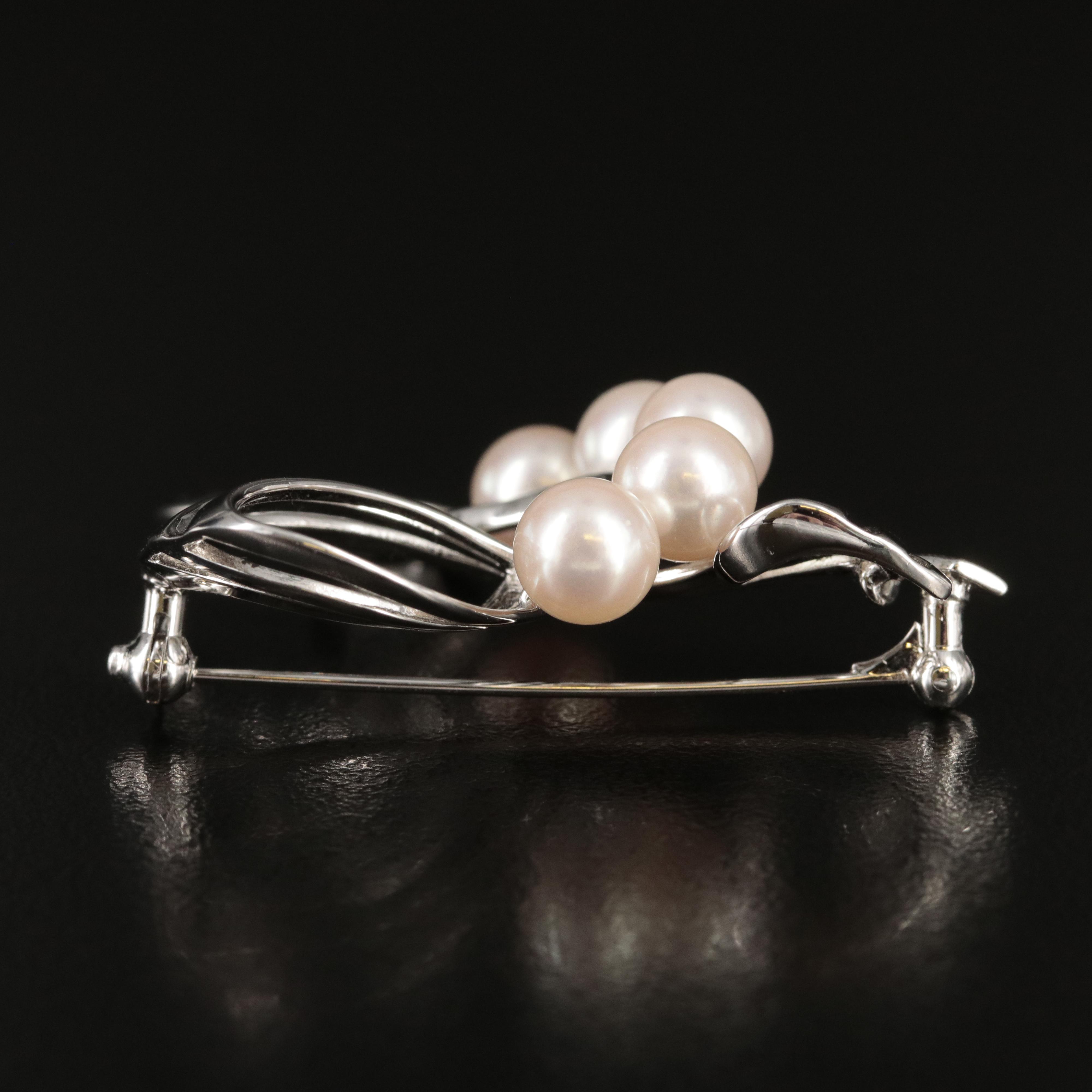 Mikimoto Sterling Pearl Spray Brooch