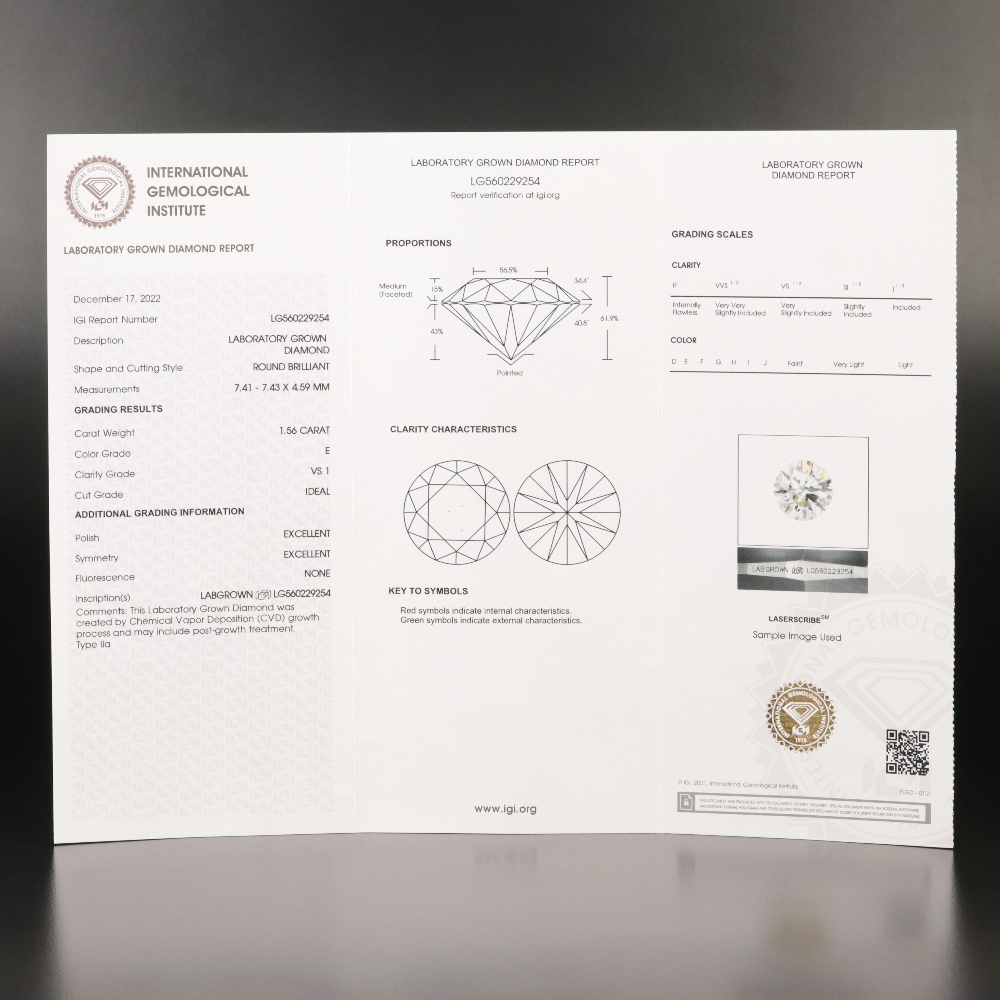 Platinum 3.12 CTW Lab Grown Diamond Stud Earrings with IGI Reports