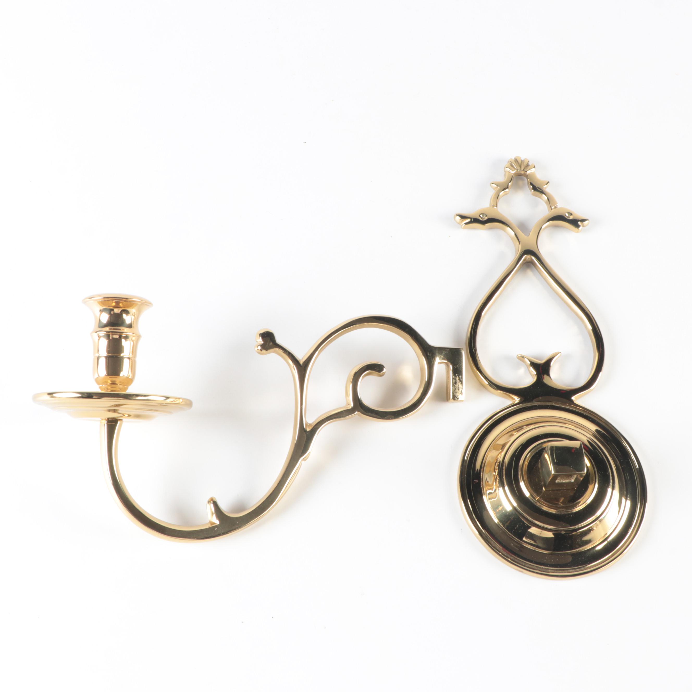 Virginia Metalcrafters Polished Brass Duck Head Candle Scones