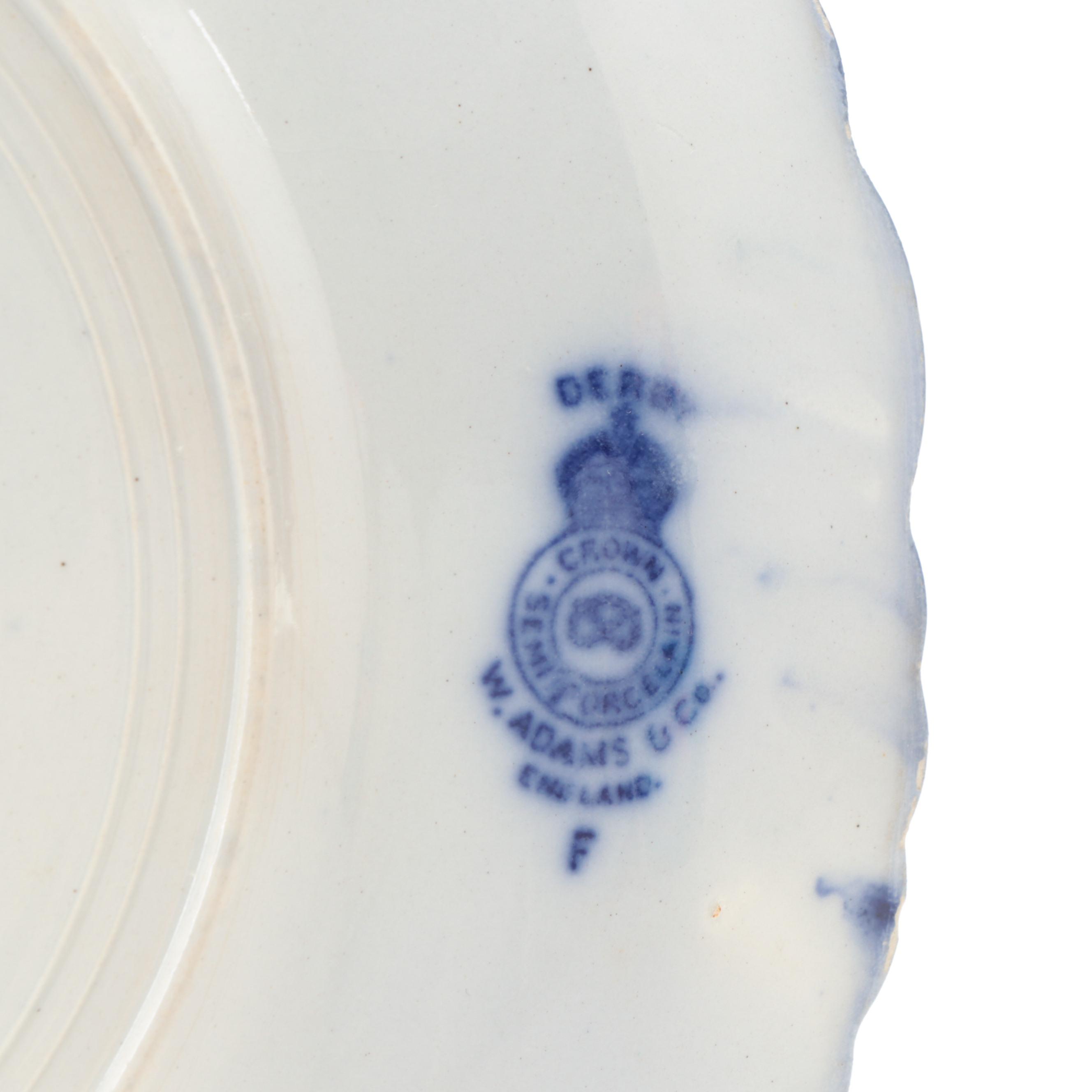 Adams and Other English Flow Blue Ironstone Plates, Late 19th/ Early 20th C.