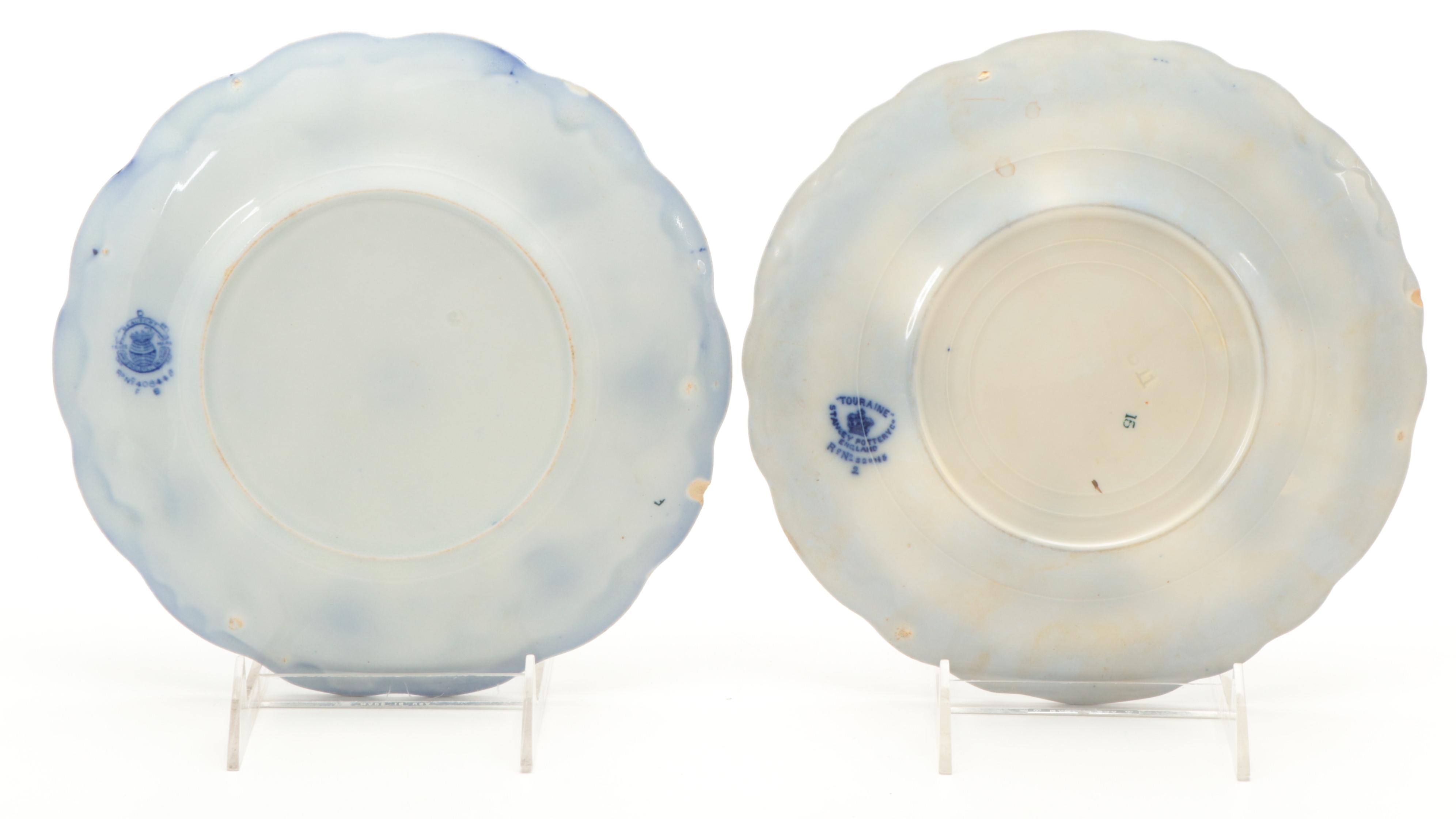 Adams and Other English Flow Blue Ironstone Plates, Late 19th/ Early 20th C.