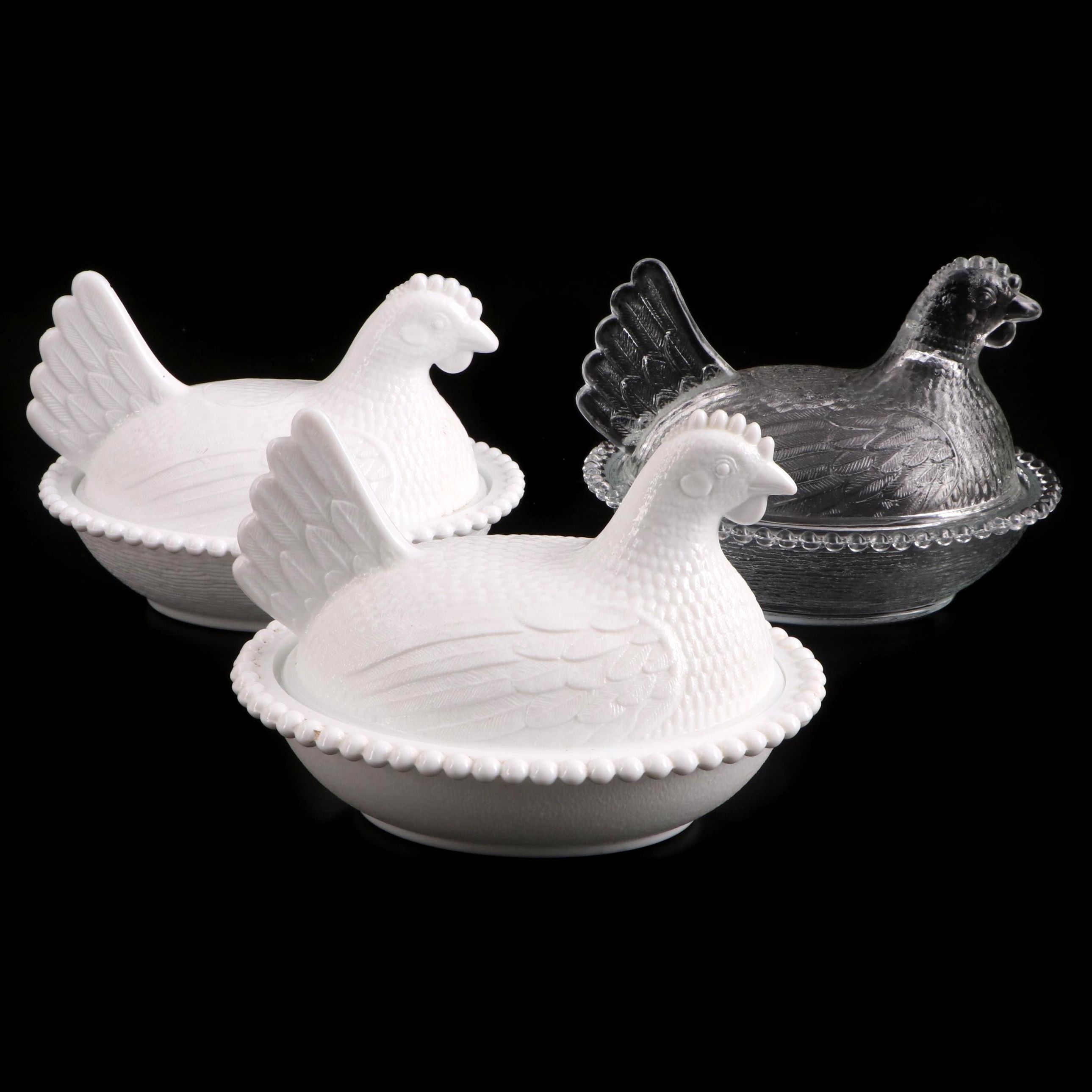 Indiana Glass and Other Hen on Nest Candy Dishes , Mid to Late 20th Century
