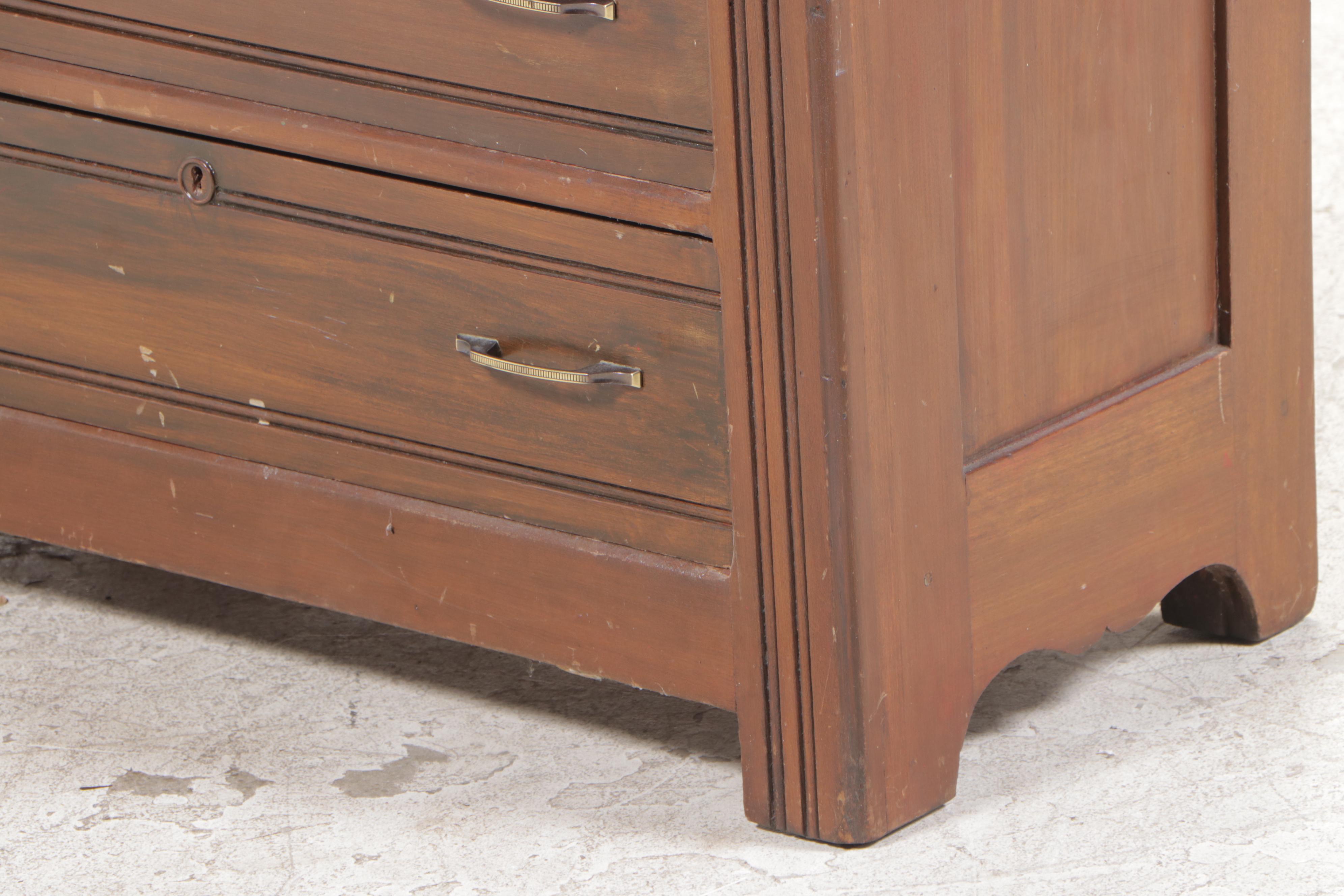 Victorian Walnut and Poplar Three-Drawer Chest, Late 19th Century