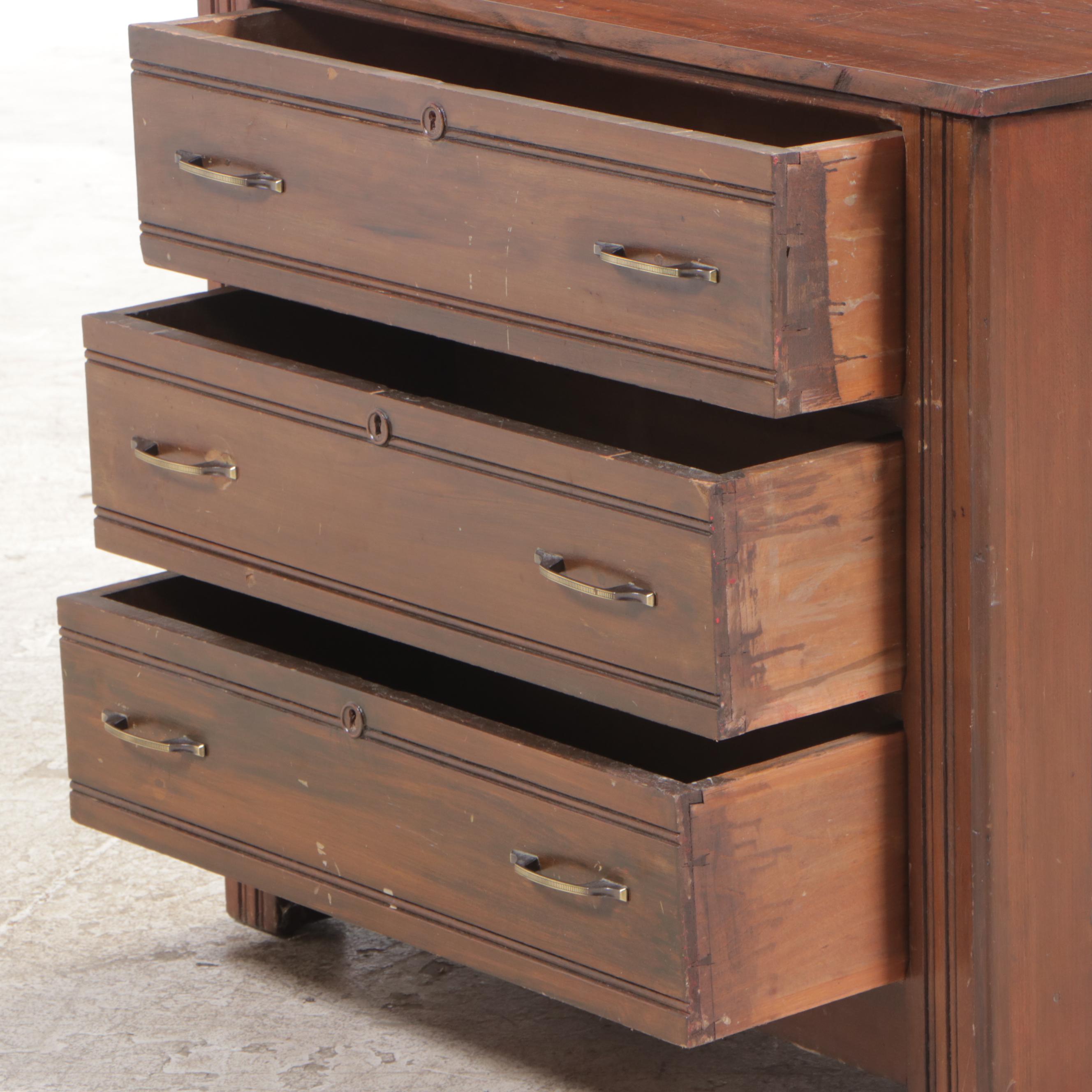 Victorian Walnut and Poplar Three-Drawer Chest, Late 19th Century