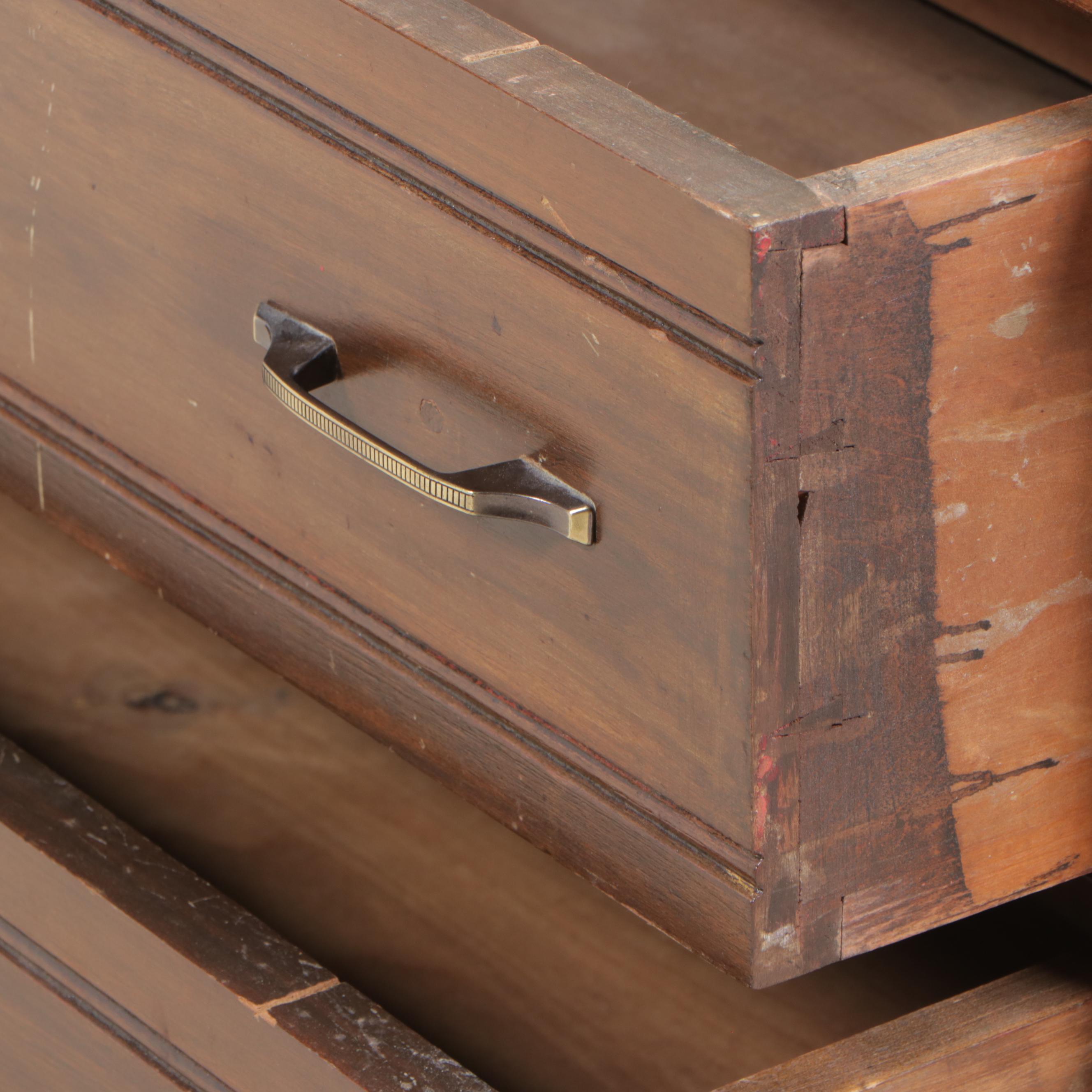 Victorian Walnut and Poplar Three-Drawer Chest, Late 19th Century