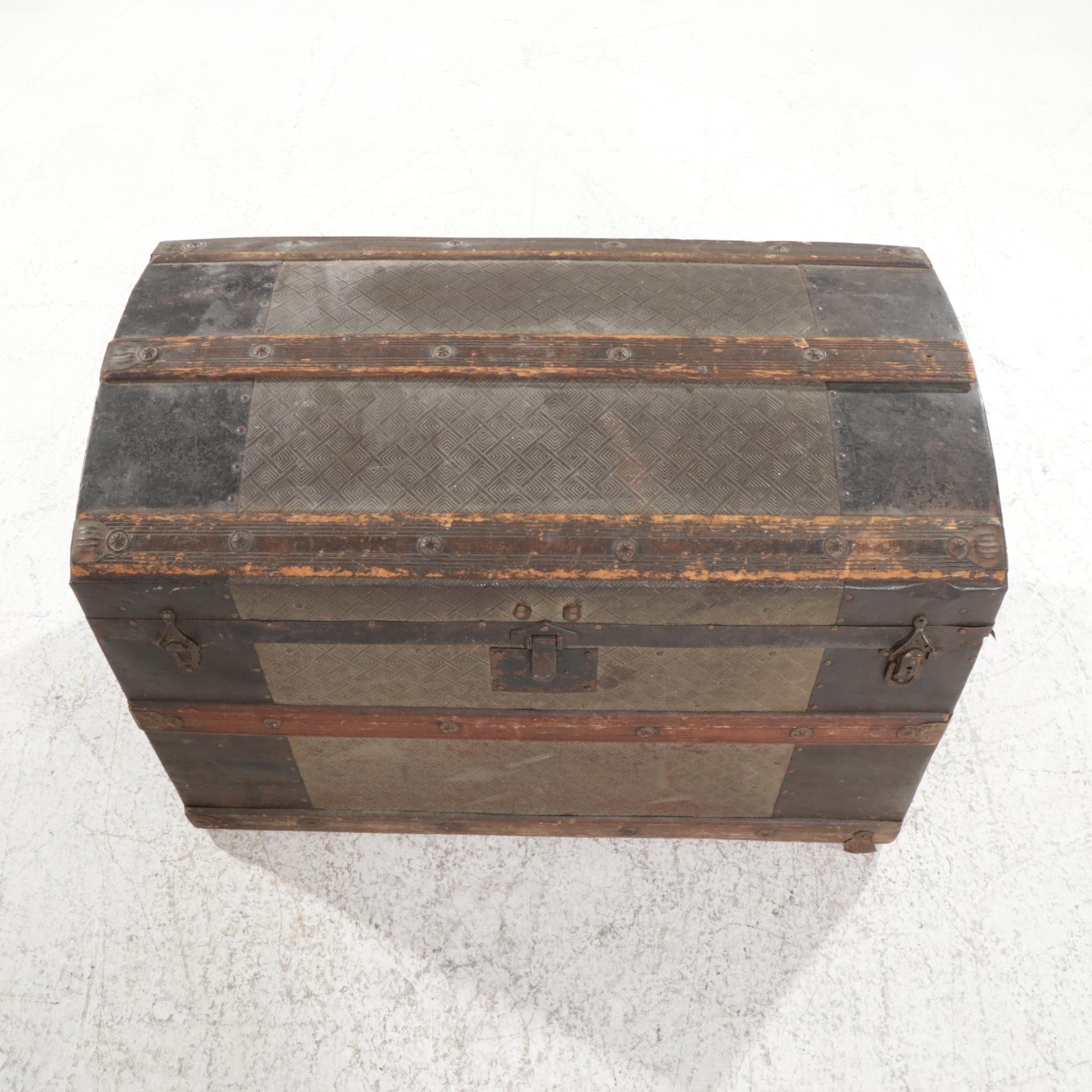 Victorian Metal-Clad Steamer Trunk, Late 19th Century