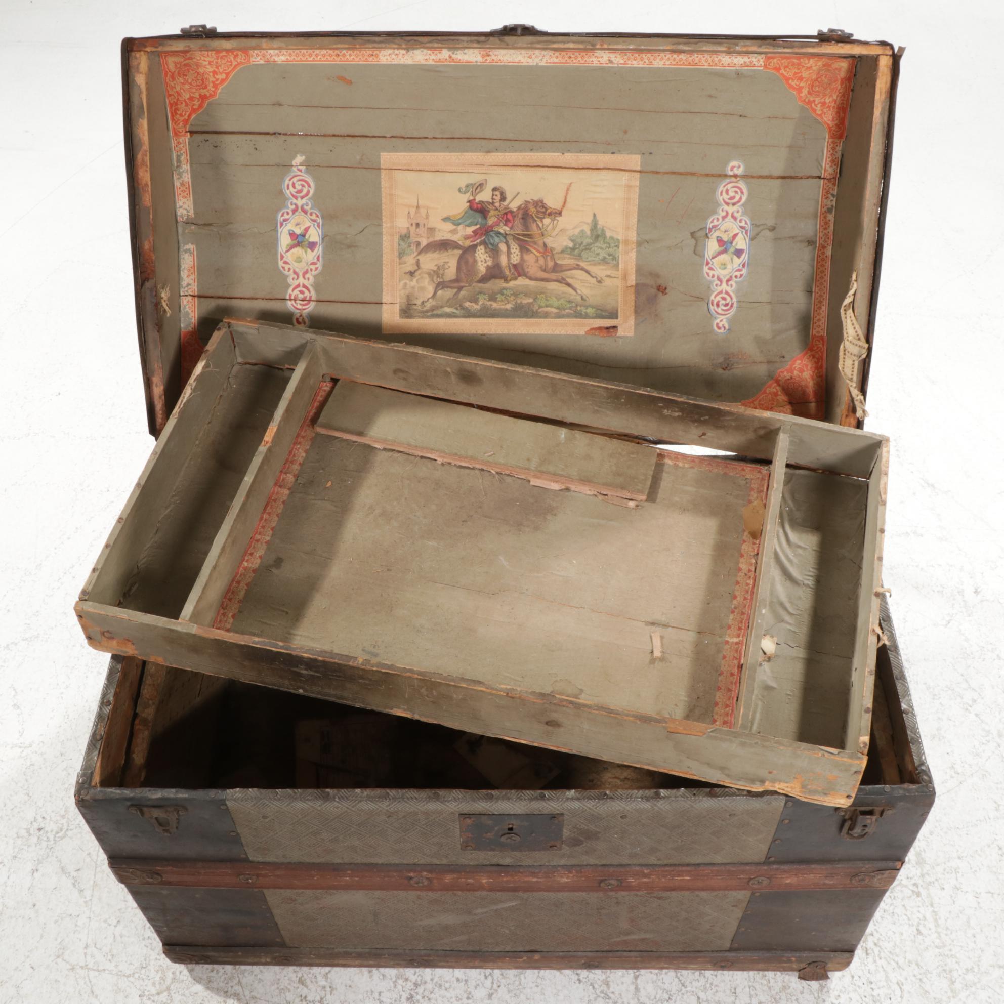 Victorian Metal-Clad Steamer Trunk, Late 19th Century