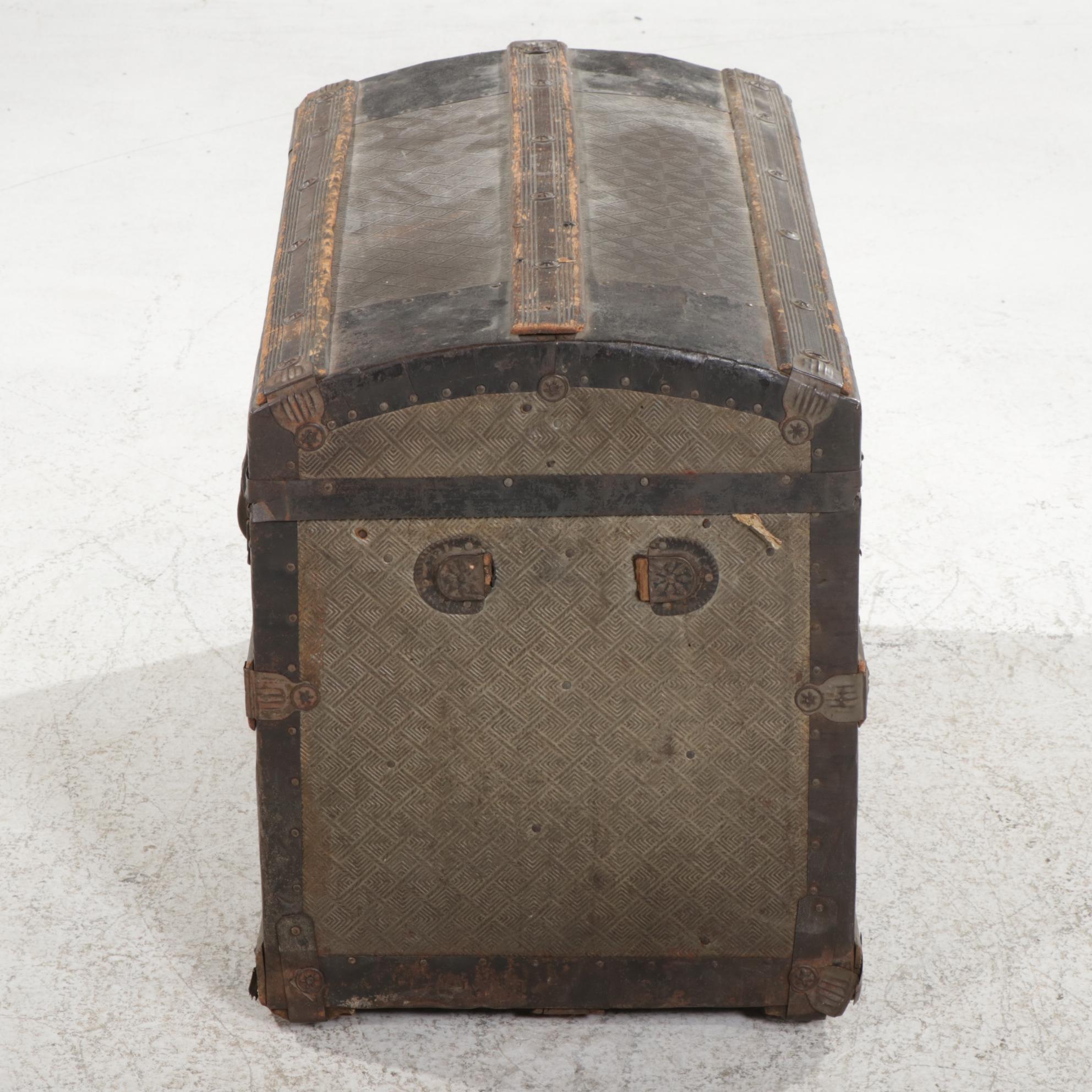 Victorian Metal-Clad Steamer Trunk, Late 19th Century