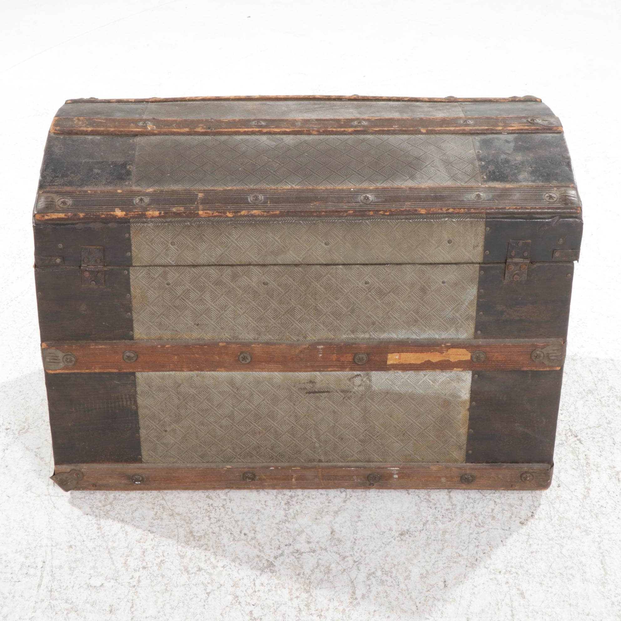 Victorian Metal-Clad Steamer Trunk, Late 19th Century