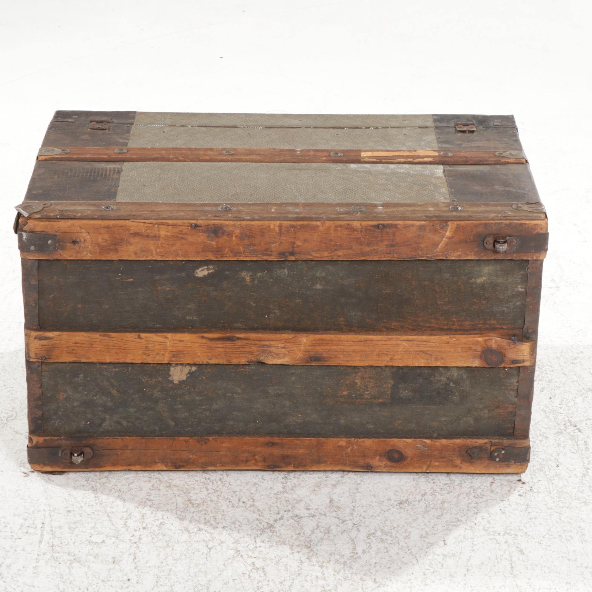 Victorian Metal-Clad Steamer Trunk, Late 19th Century