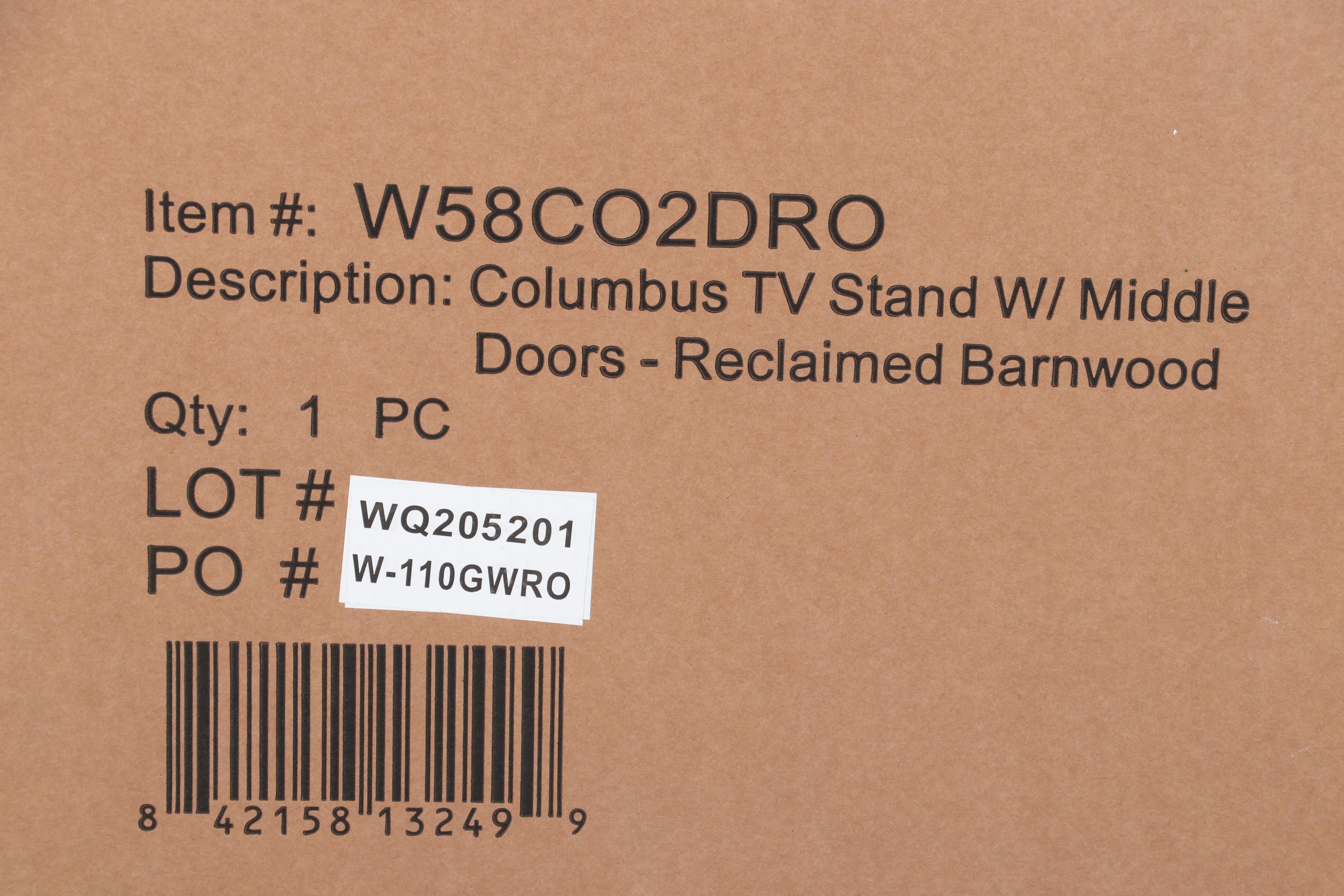 Walker Edison 58" Rustic TV Stand with Middle Doors in Rustic Oak
