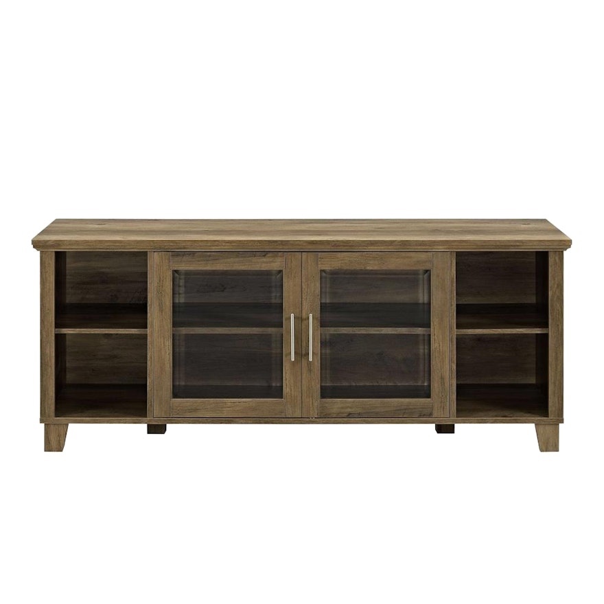 Walker Edison 58" Rustic TV Stand with Middle Doors in Rustic Oak