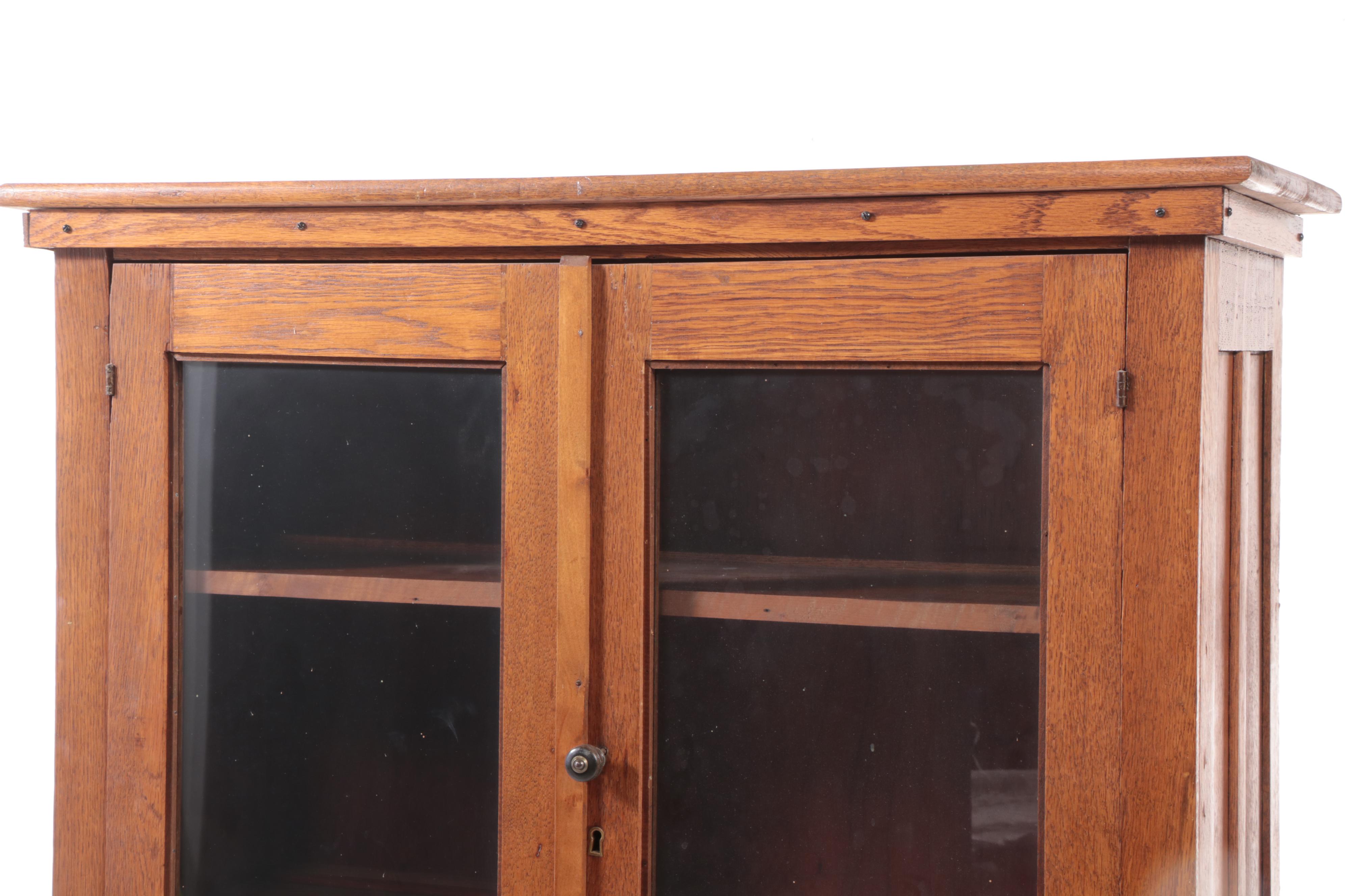 American Primitive Oak China Cupboard, Late 19th/Early 20th Century