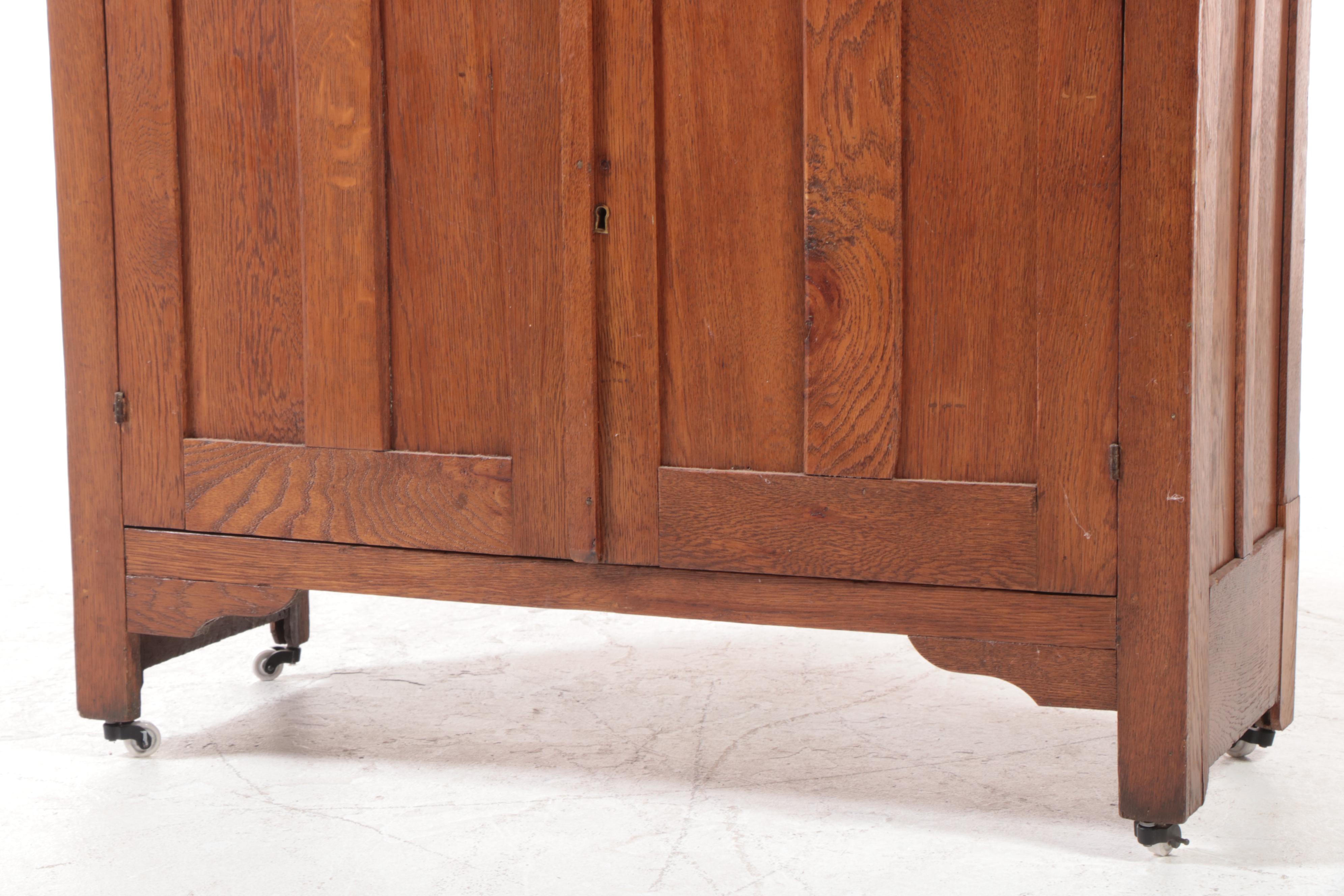 American Primitive Oak China Cupboard, Late 19th/Early 20th Century