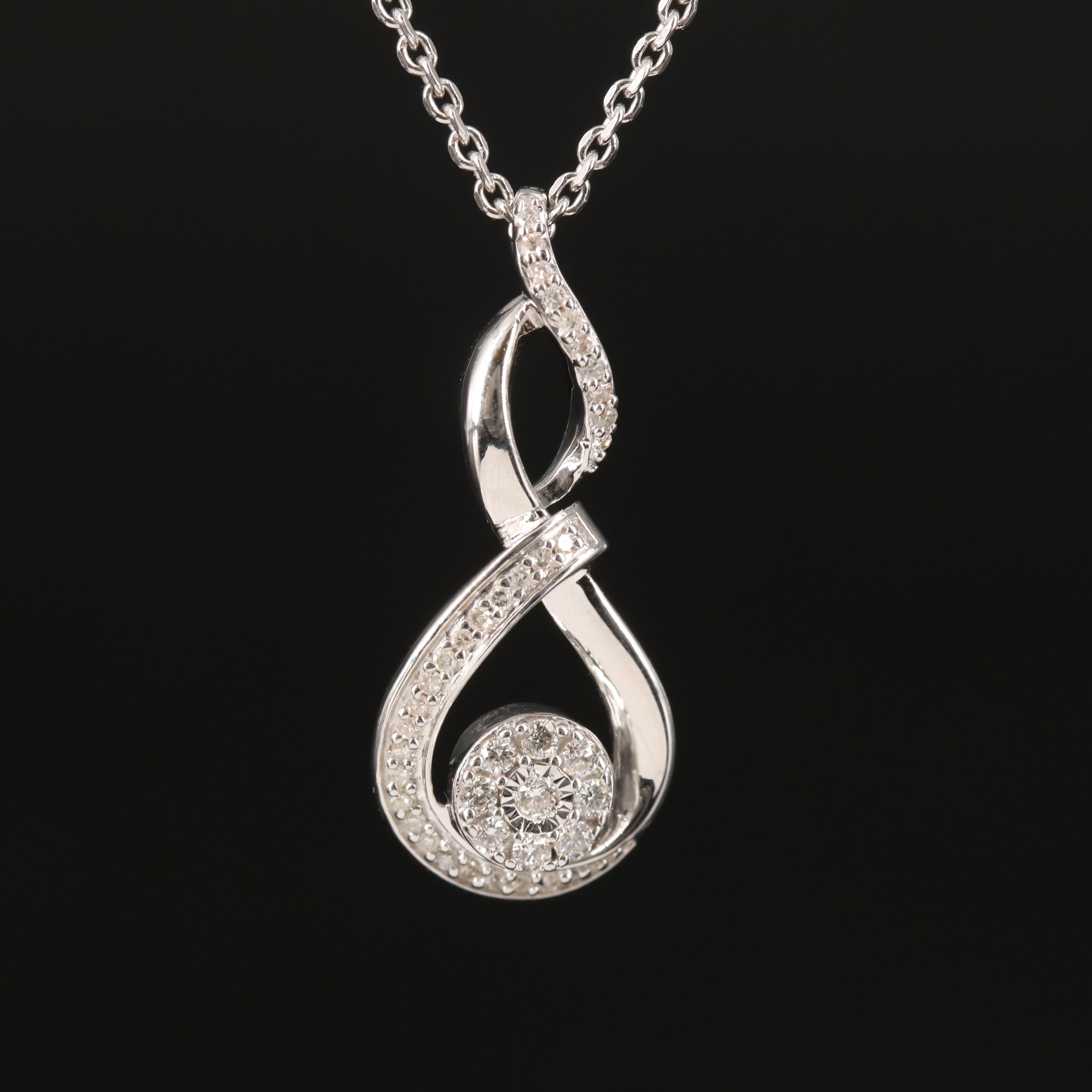 Sterling Diamond Pendant Necklace