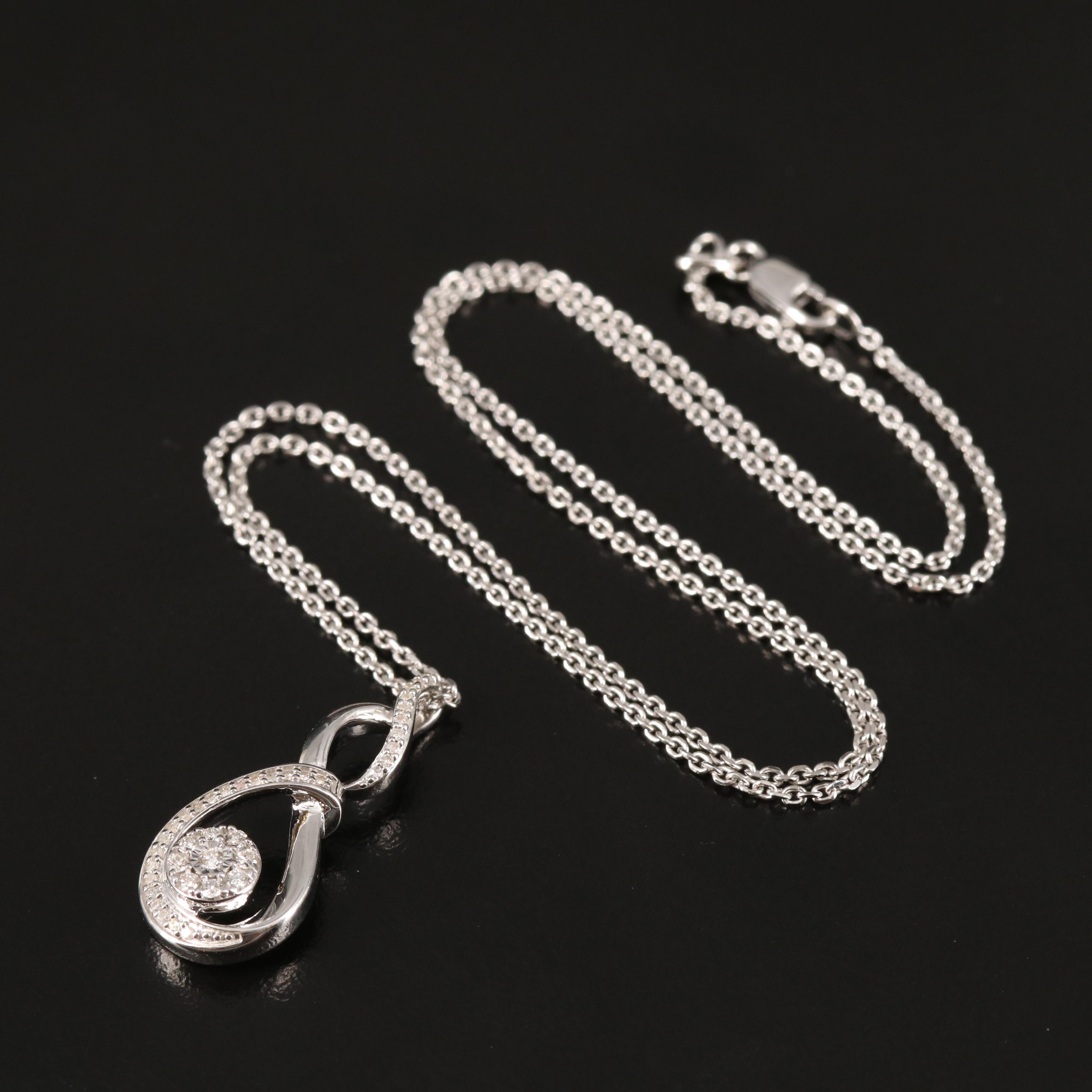 Sterling Diamond Pendant Necklace